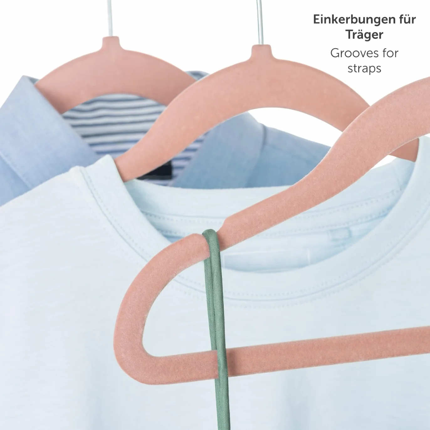 Grucce Bambini 30 Pz in Velluto Salvaspazio Rotanti 360° Antiscivolo Rosa Chiaro