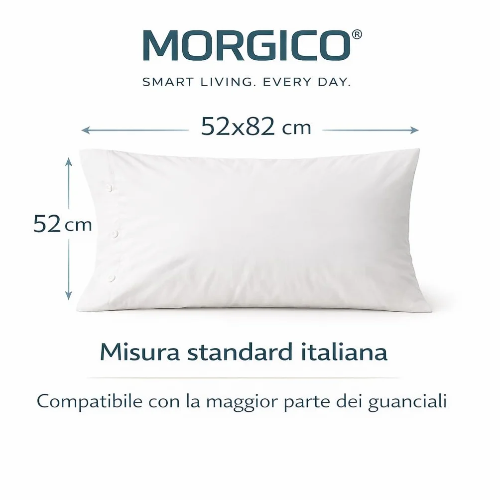Set 2 Pezzi Federe Cuscino 52x82 cm con Bottoni in Cotone 100% Lavabile Rosa Confetto