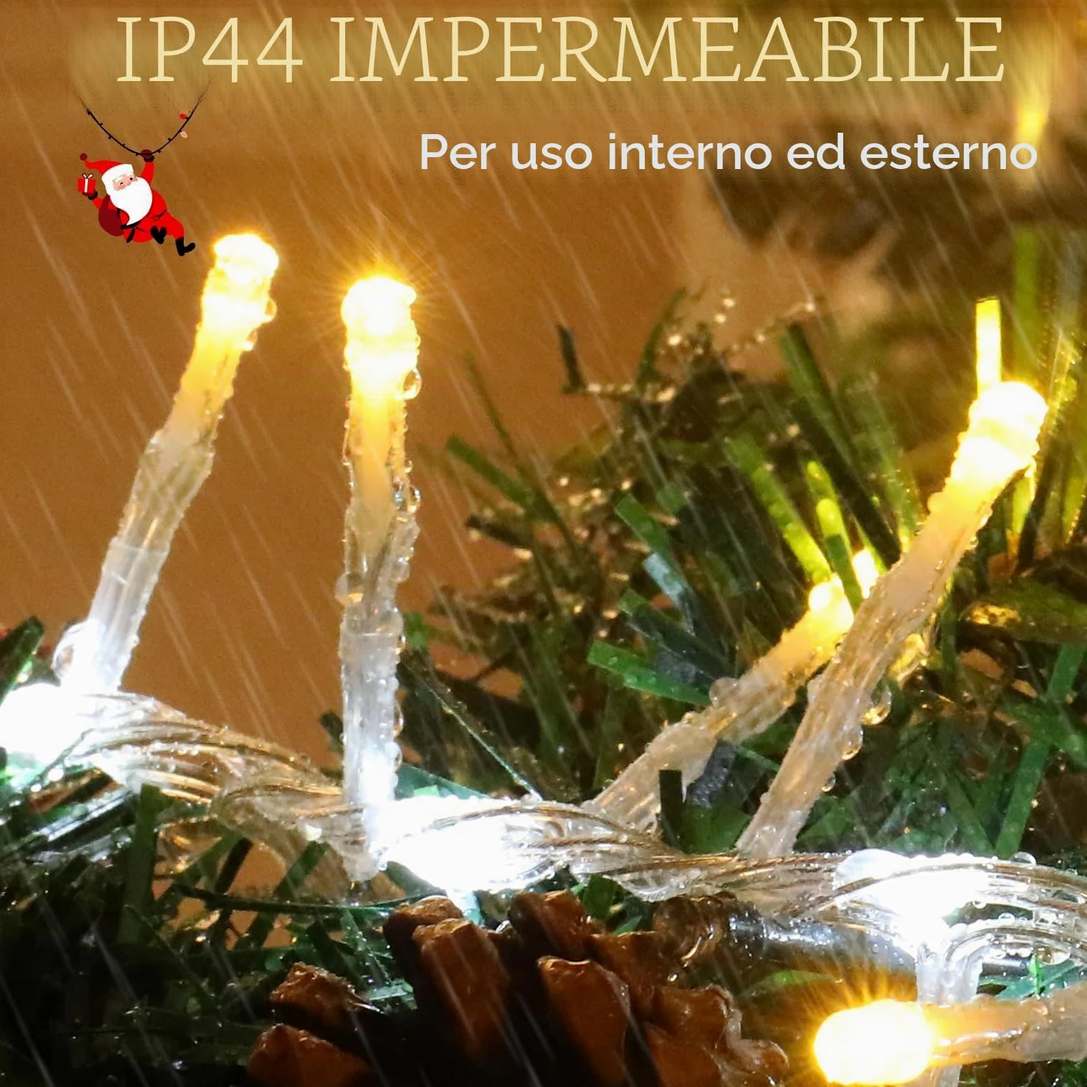 Globalink Luci Albero Natale 500LEDs, Catena Luminosa 10M Esterno IP44 Impermeabile,9 Modalità Dinamici,Funzione Memoria, Calda Decorazione Natalizia per Casa Interno Giardino-Bianco caldo
