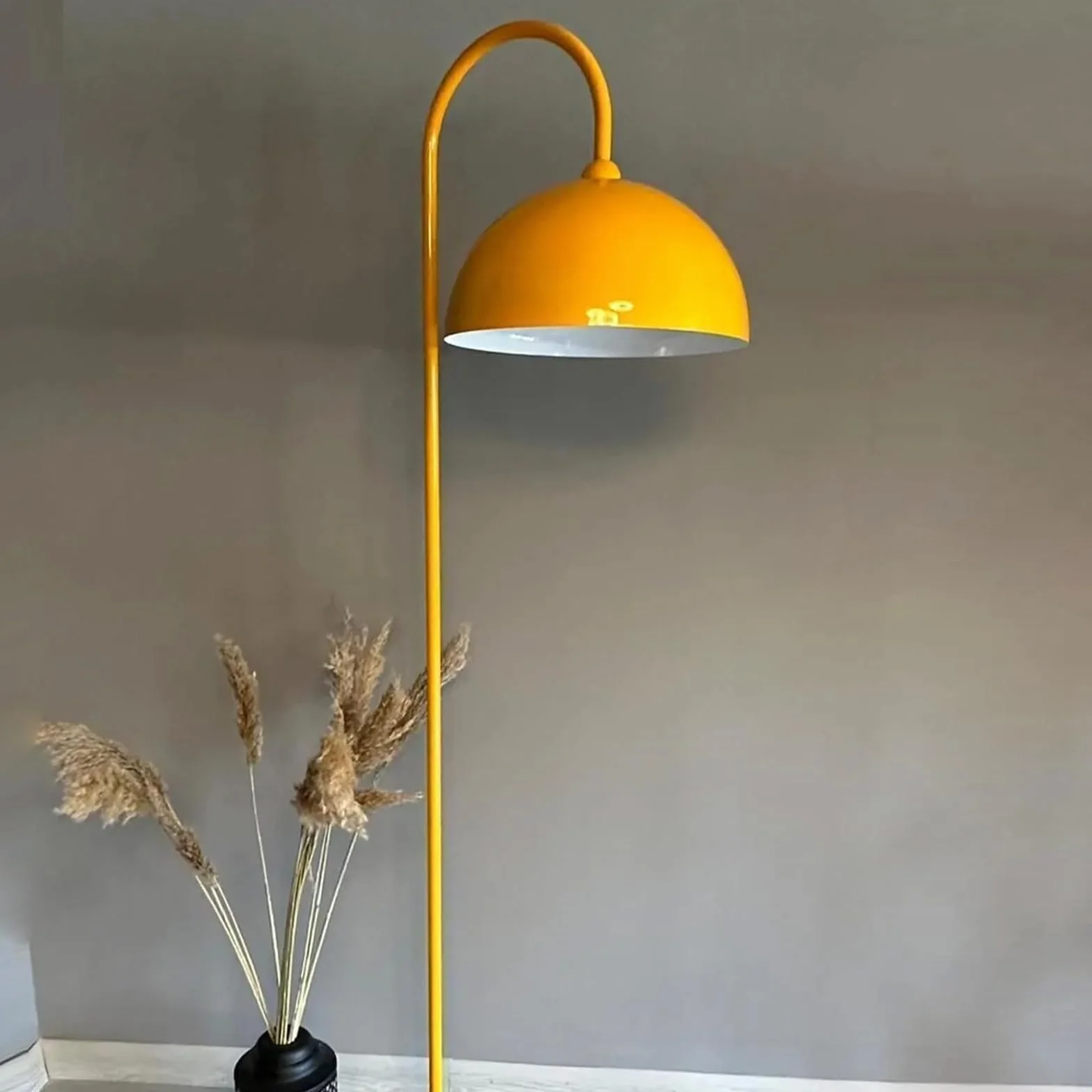 bamyum Gorkiede Lampada da Terra in Metallo, Lampada da Terra per Soggiorno, Camera da Letto, Camera dei Bambini con Attacco E27, Larghezza 30 cm, Giallo