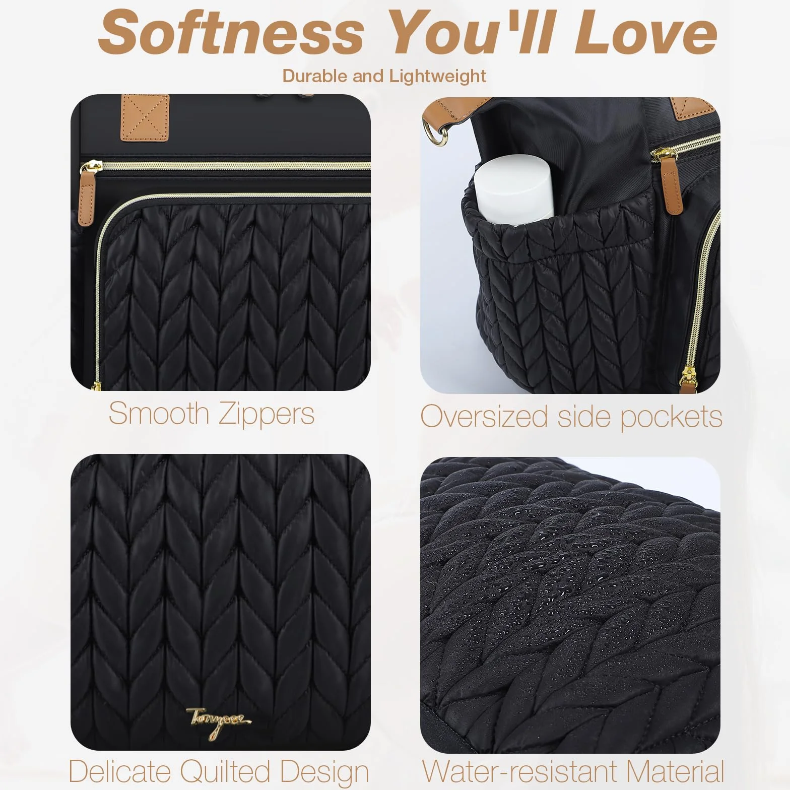 Borsa Fasciatoio a Tracolla Multifunzione per Pannolini da Viaggio con Tasche Isolate, Nero