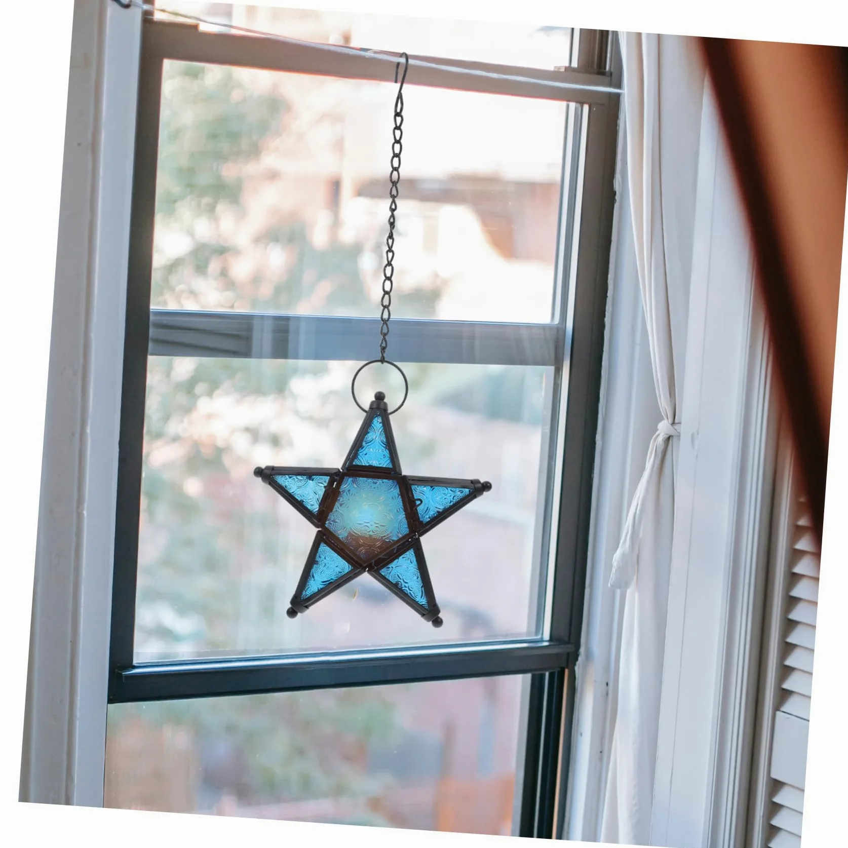 WOONEKY Lanterna Sospesa Forma Di Stella in Vetro Portacandele Decorativo Per Interni Ed Esterni Per Terrazze e Arredamento Rustico