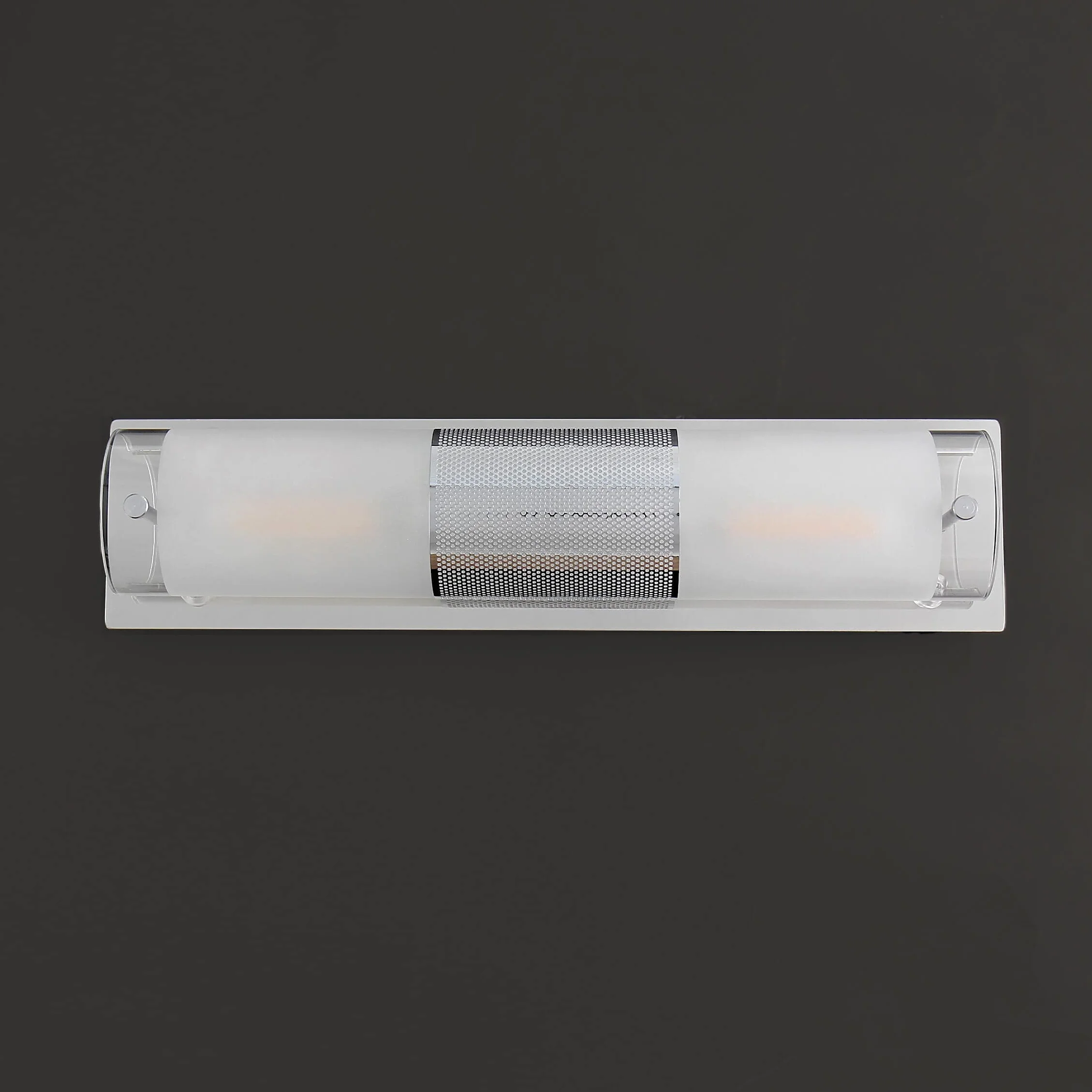 Lampada da parete in metallo vetro argento bagno L: 38 cm E14 fino a 40W 2 lampadine oblunghe Lampada da parete senza tempo per bagno PERIO