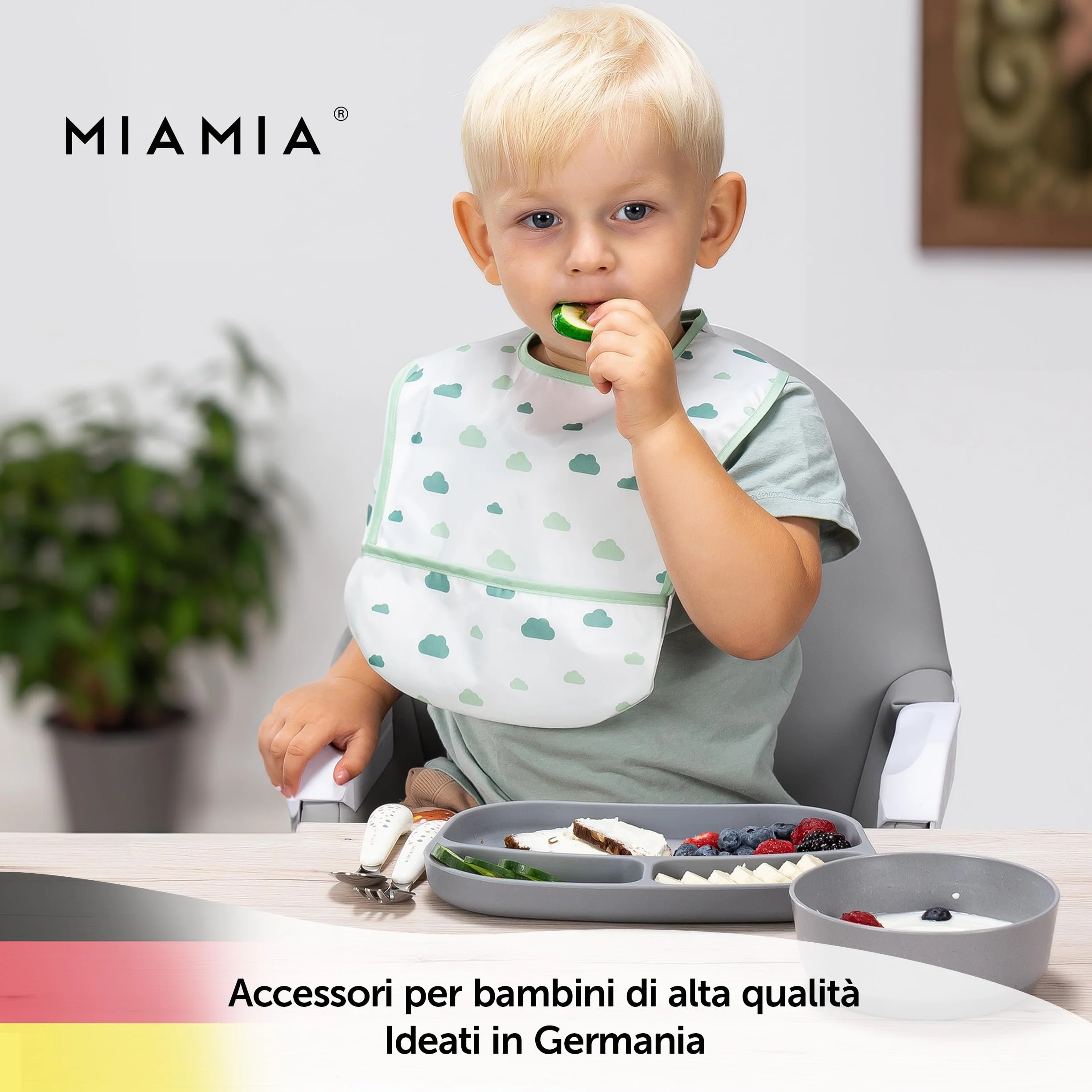 MiaMia Bavaglini Neonato Impermeabili 5pz Bavette con Tasca Chiusura a Strappo Testato OekoTex 100 Lavabile Verde