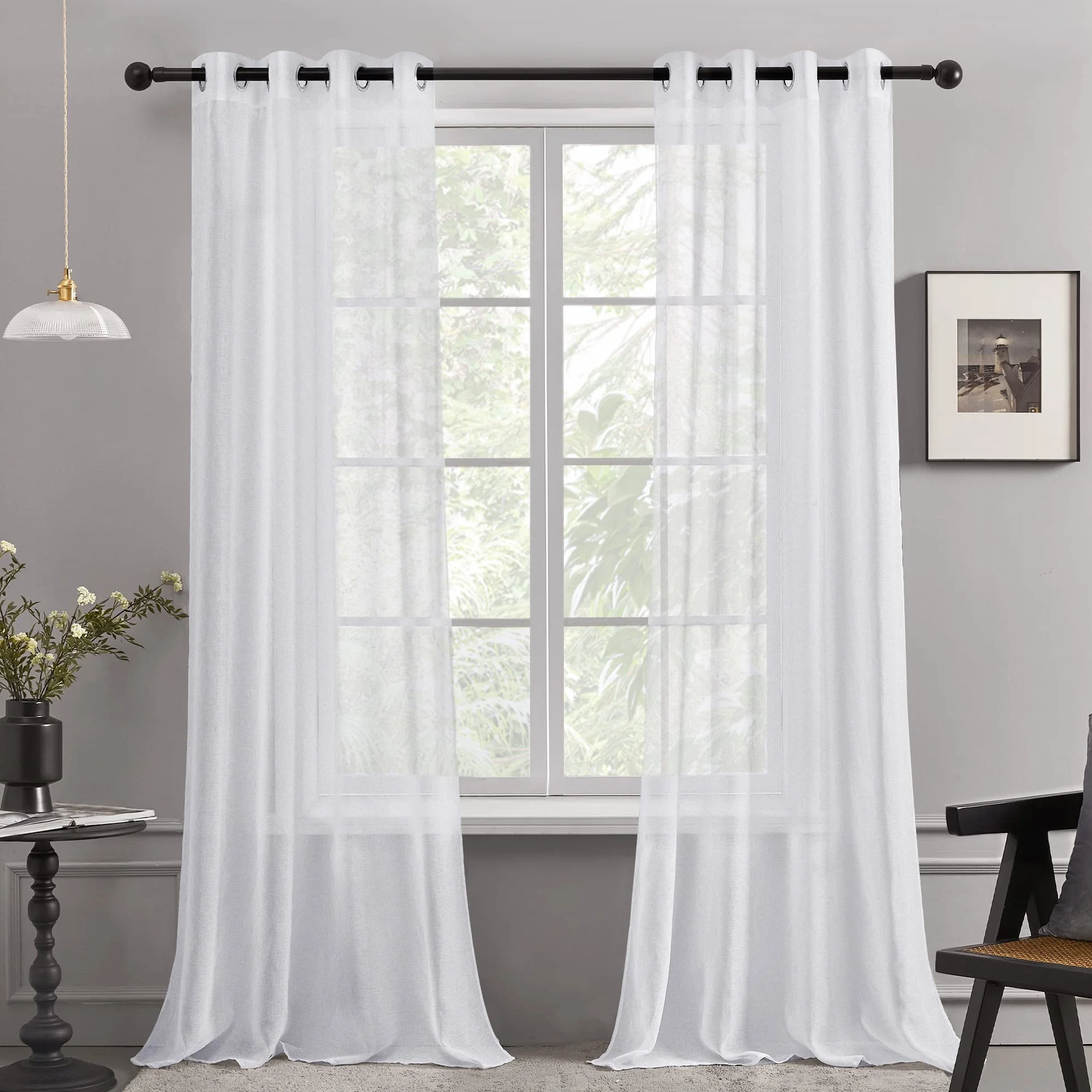 Deconovo Tende Soggiorno 2 Pezzi Trasparenti in Voile 140x260 CM Bianco