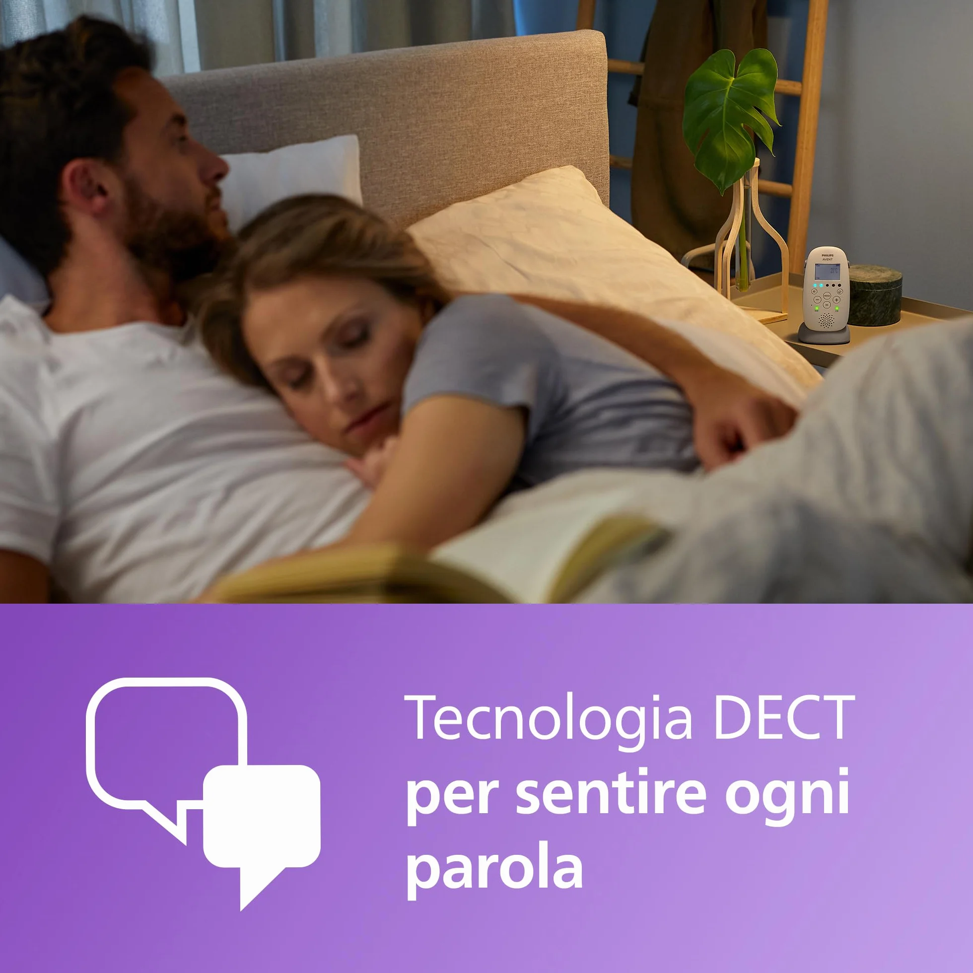 Philips Avent DECT Audio Baby Monitor SCD733/26 con luce notturna e proiettore stelline, portata 330 m, autonomia 24 ore