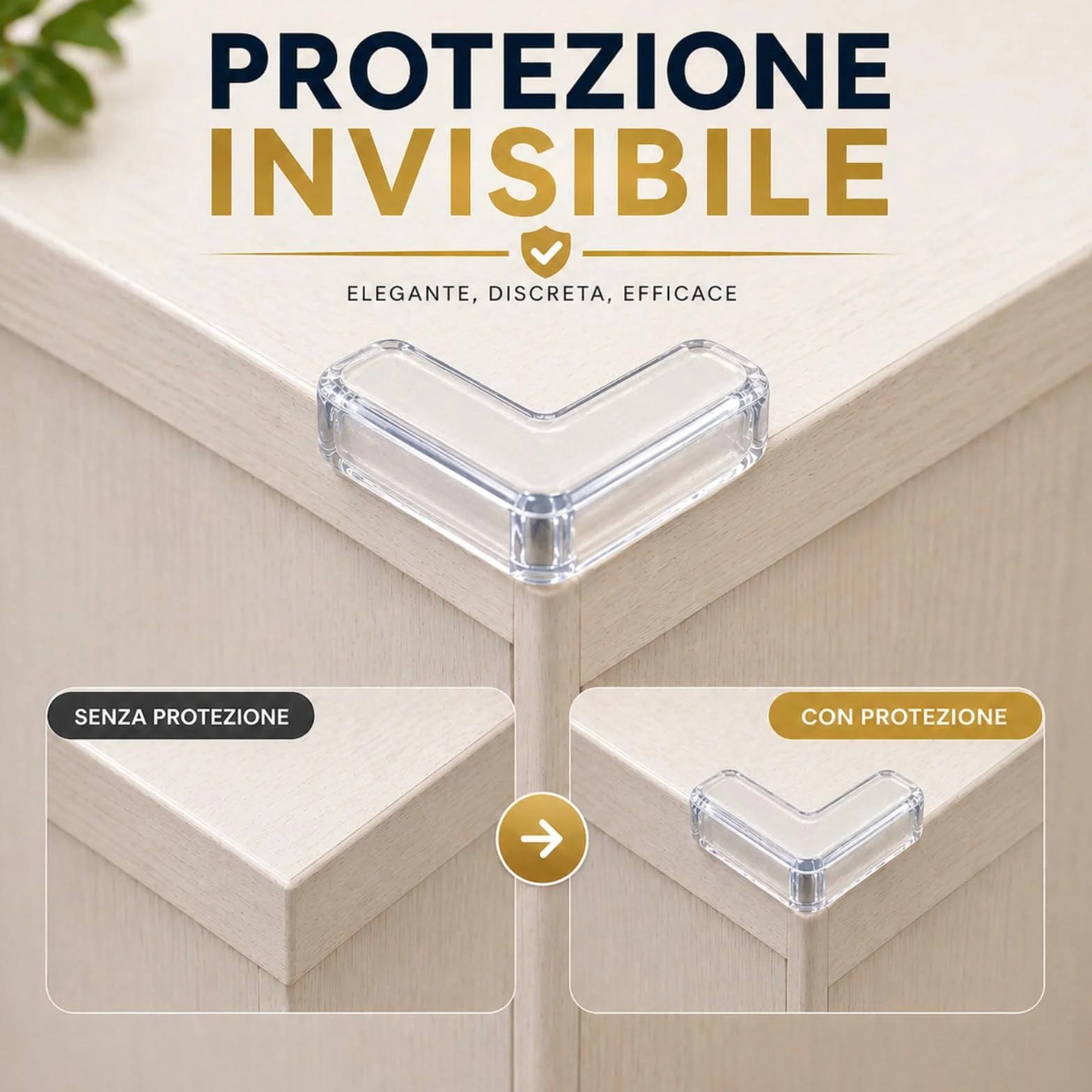 Paraspigoli Bambini 12 Pezzi Angolari PVC Trasparenti Copri Spigoli Tavolo Protezione Casa