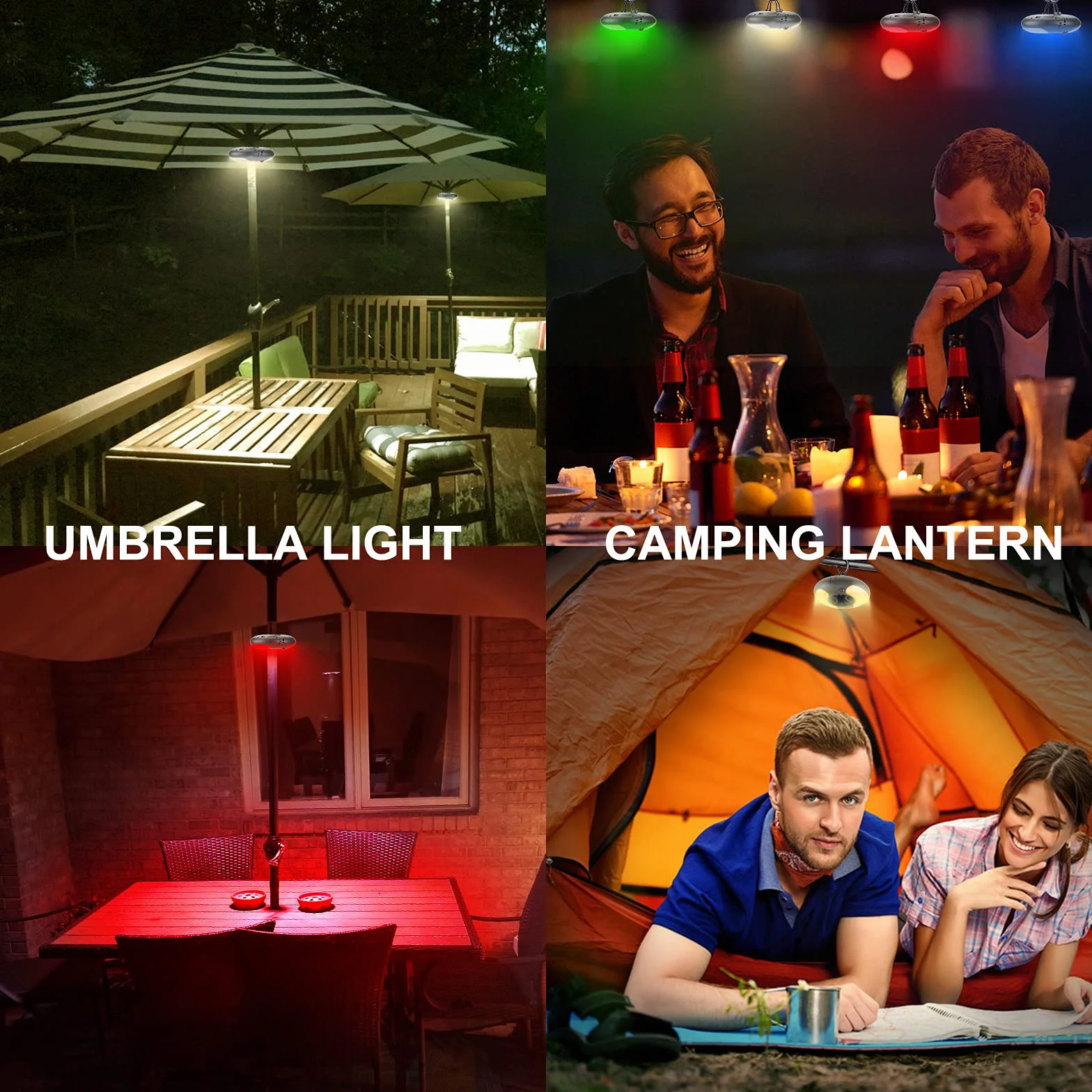HONWELL Illuminazione a LED per esterni, per ombrellone, con telecomando RF, da campeggio, senza fili, per ombrellone da tavolo, giardino