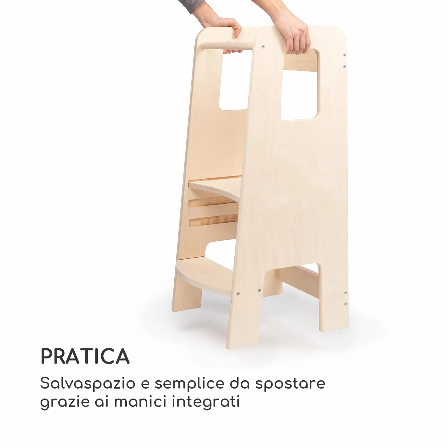 Moblì® Naturalna Wieża Montessori z Regulowanymi Półkami Drewniana Toscana