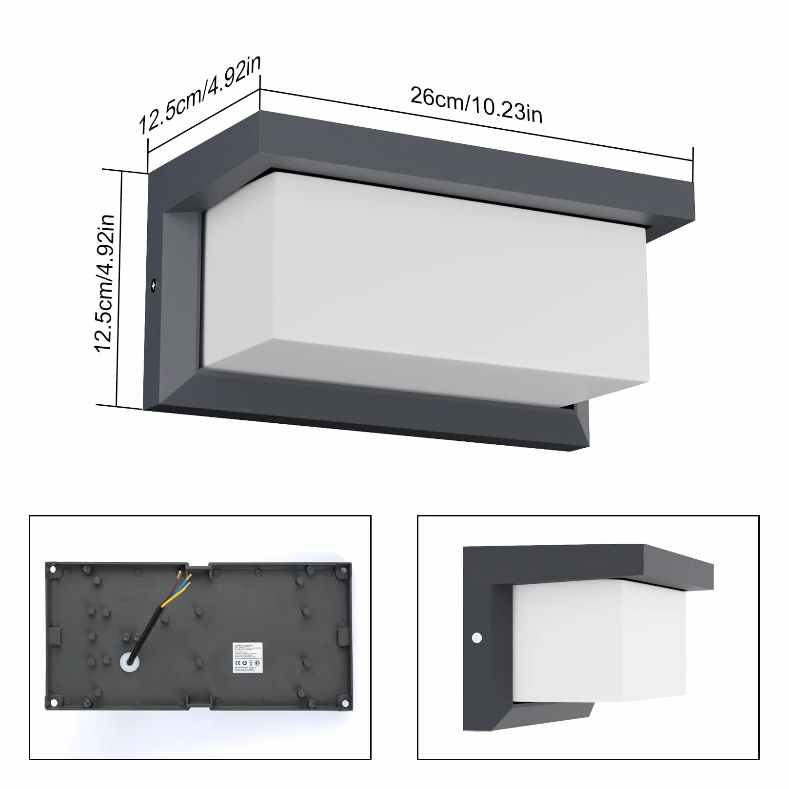Klighten 2 lampade da parete per esterni, attacco E27, IP65, potenza massima 60 W, lampade da parete adatte per interni ed esterni, terrazza, antracite (senza lampadina)