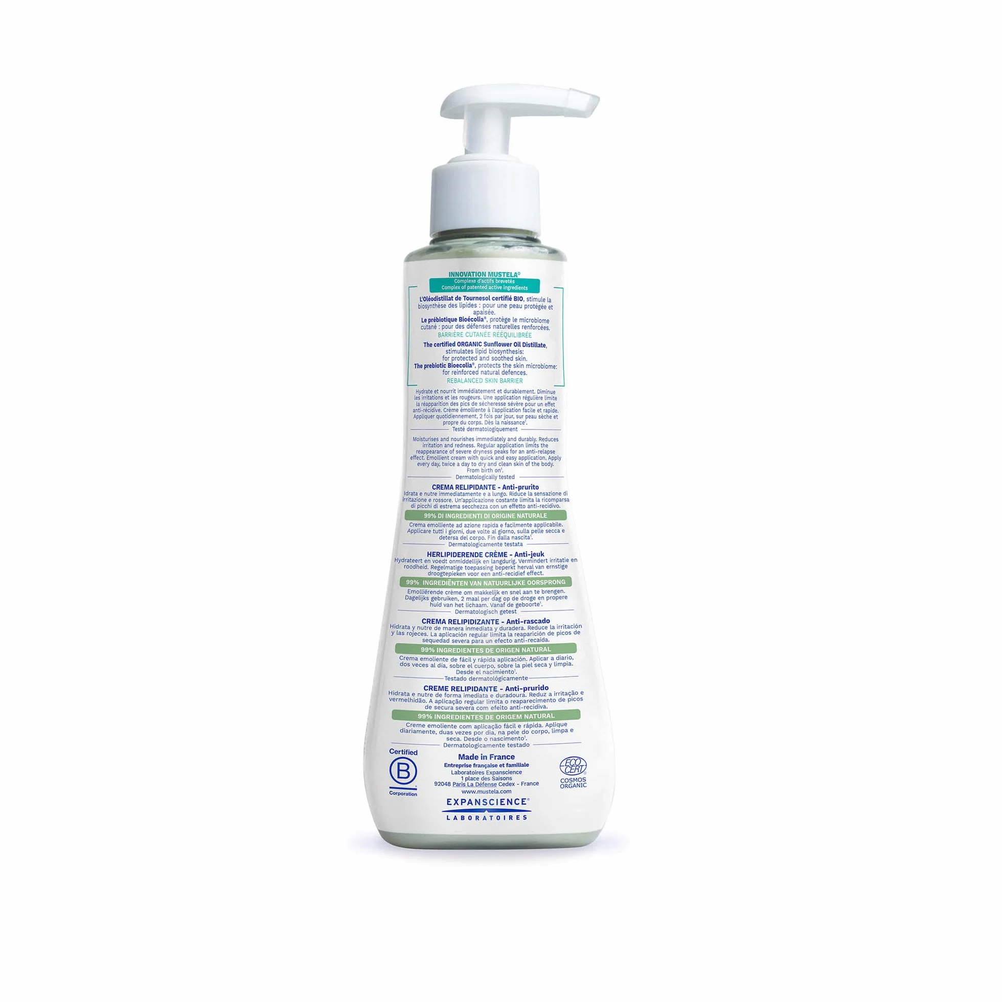 Mustela Stelatopia Crema BIO Relipidante Anti-Prurito Viso e Corpo 300ml Pelle Estrema Secchezza Dermatite Atopica 99% Ingredienti Origine Naturale