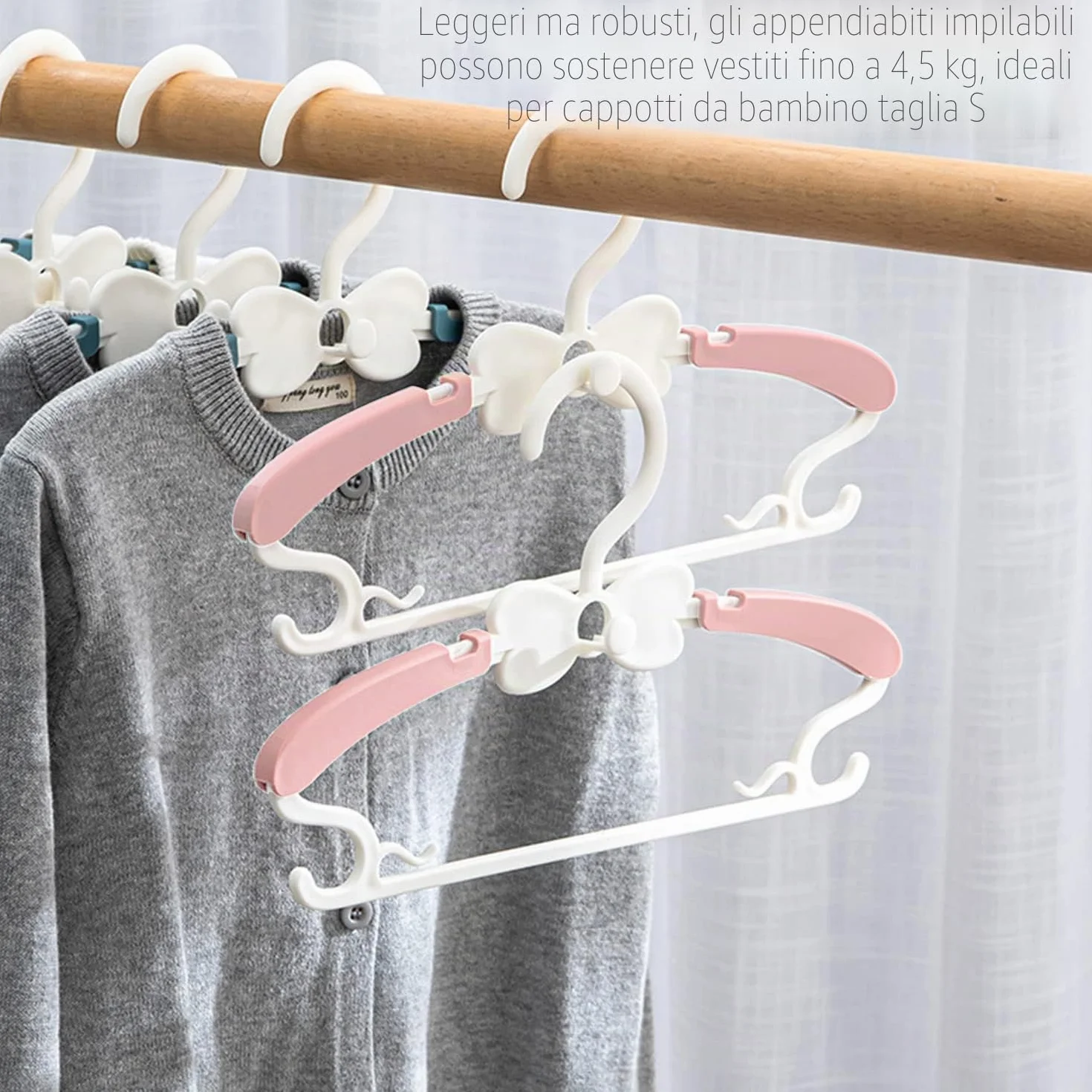 WJWSKI Grucce Bambini 20pcs Impilabili Anti-Scivolo Rosa Bianco