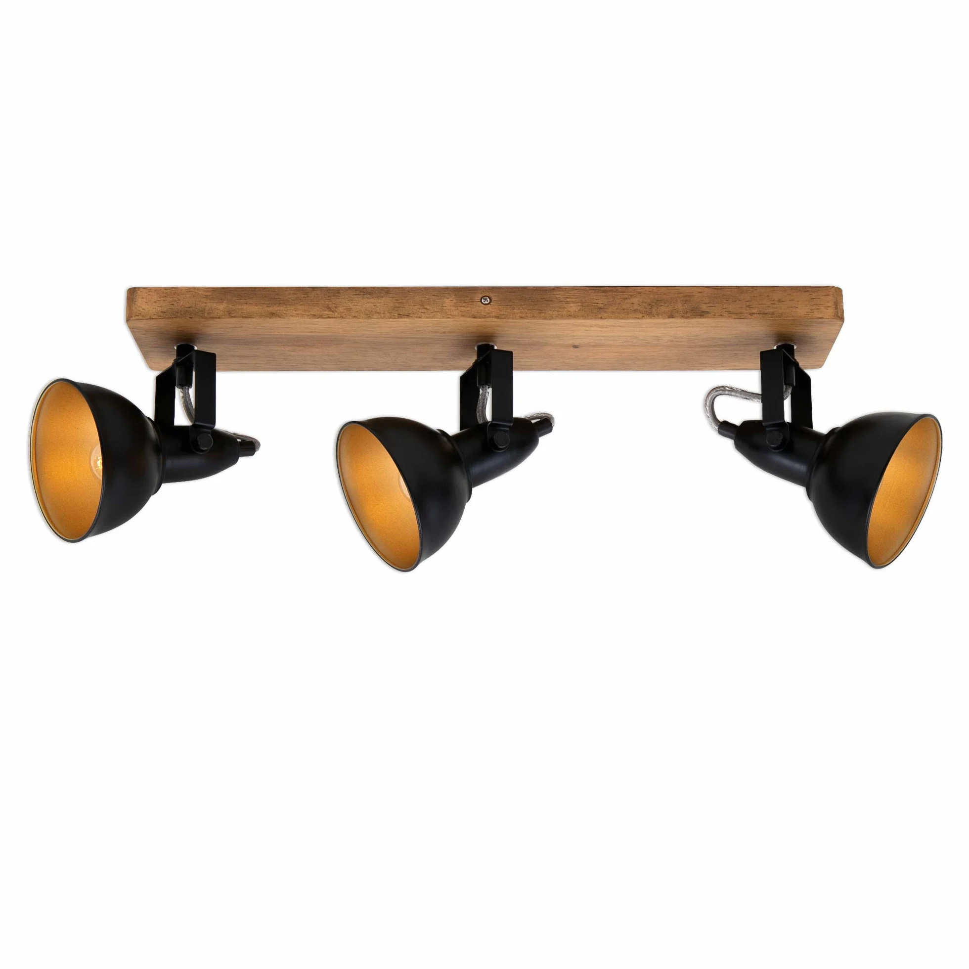 BRILONER Leuchten Faretto, Lampada da Parete retrò, Vintage, Girevole e inclinabile, 3X E14, Metallo-Legno, Nero-Oro, 500x110x157mm (LxPxH)