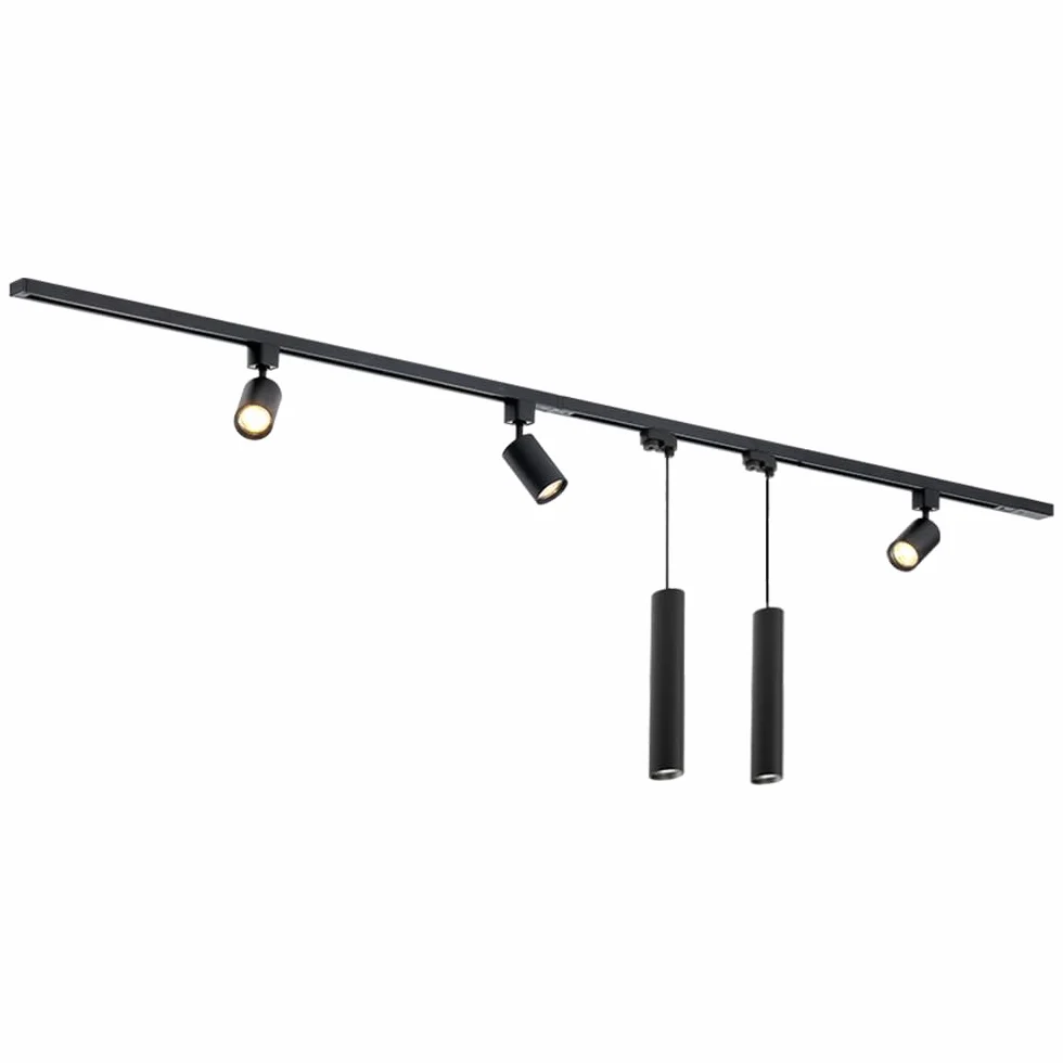 QUB FOCUS III - Set completo flessibile con 3 faretti e 2 lampade a sospensione, compatibile con GU10