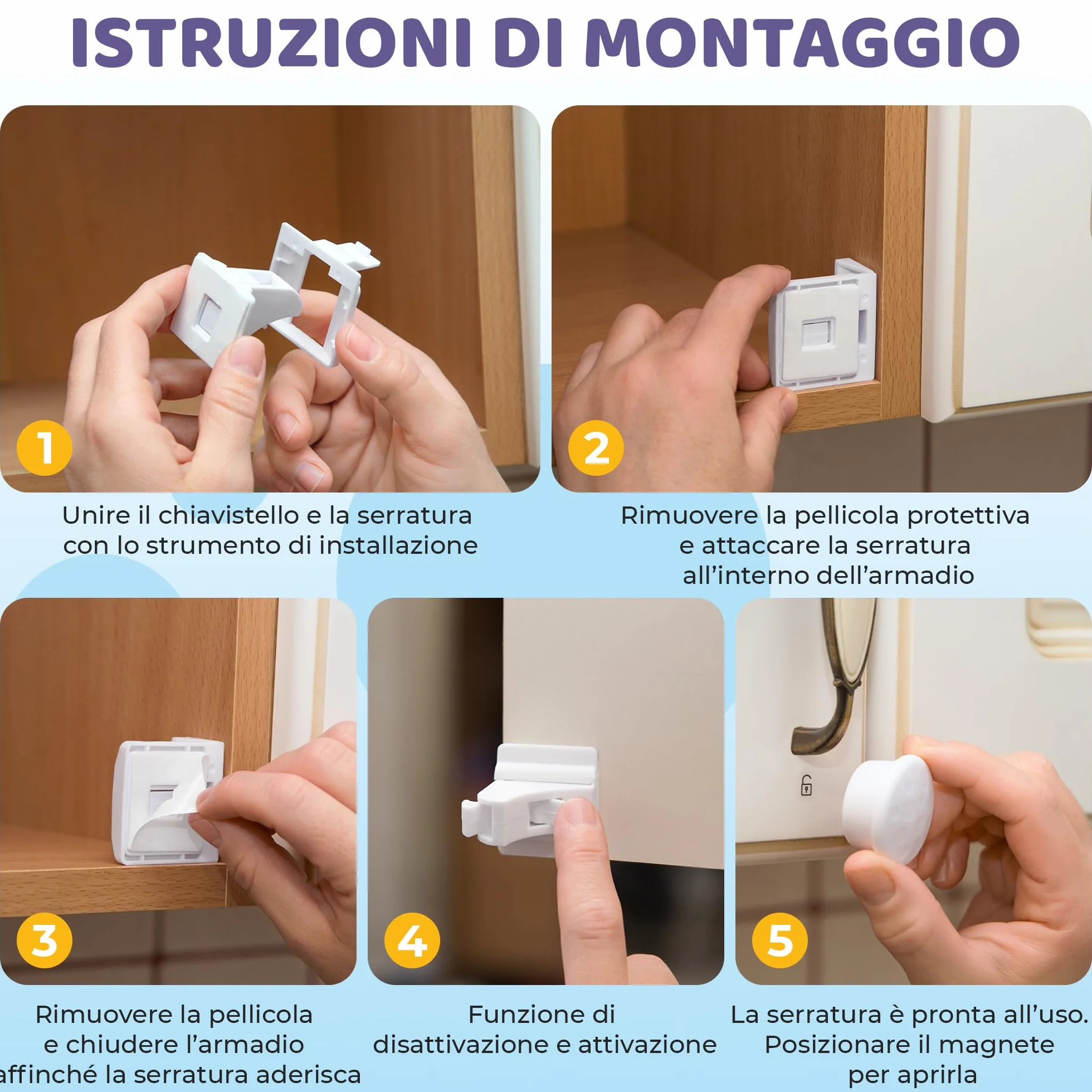 Chiusura Magnetica per Cassetti & Ante 12 Serrature 3 Chiavi Blocco Sicurezza Magnetico per Bambini