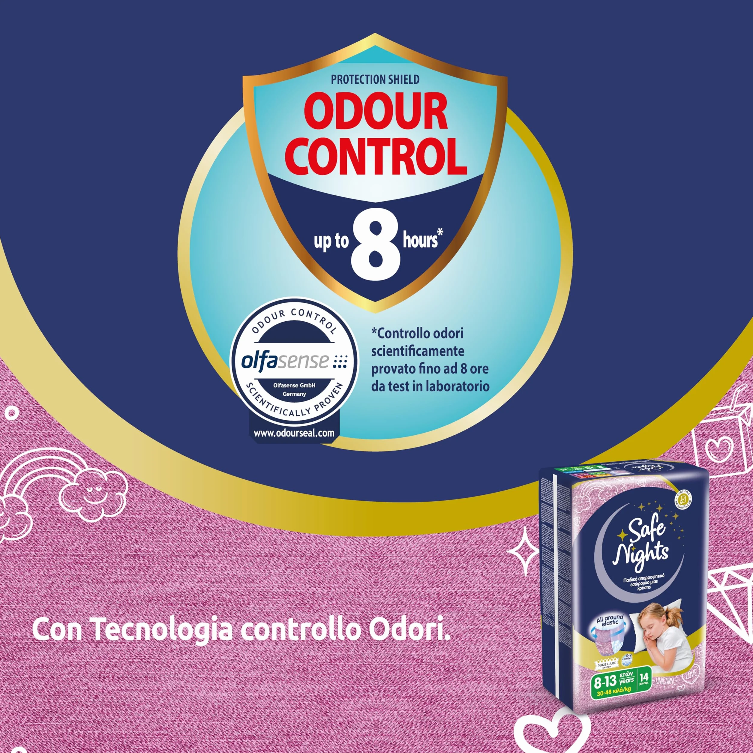 Babylino Safe Nights Girl Mutandina Assorbente Notte Bambina 8-13 anni 30-48kg 14 Unità