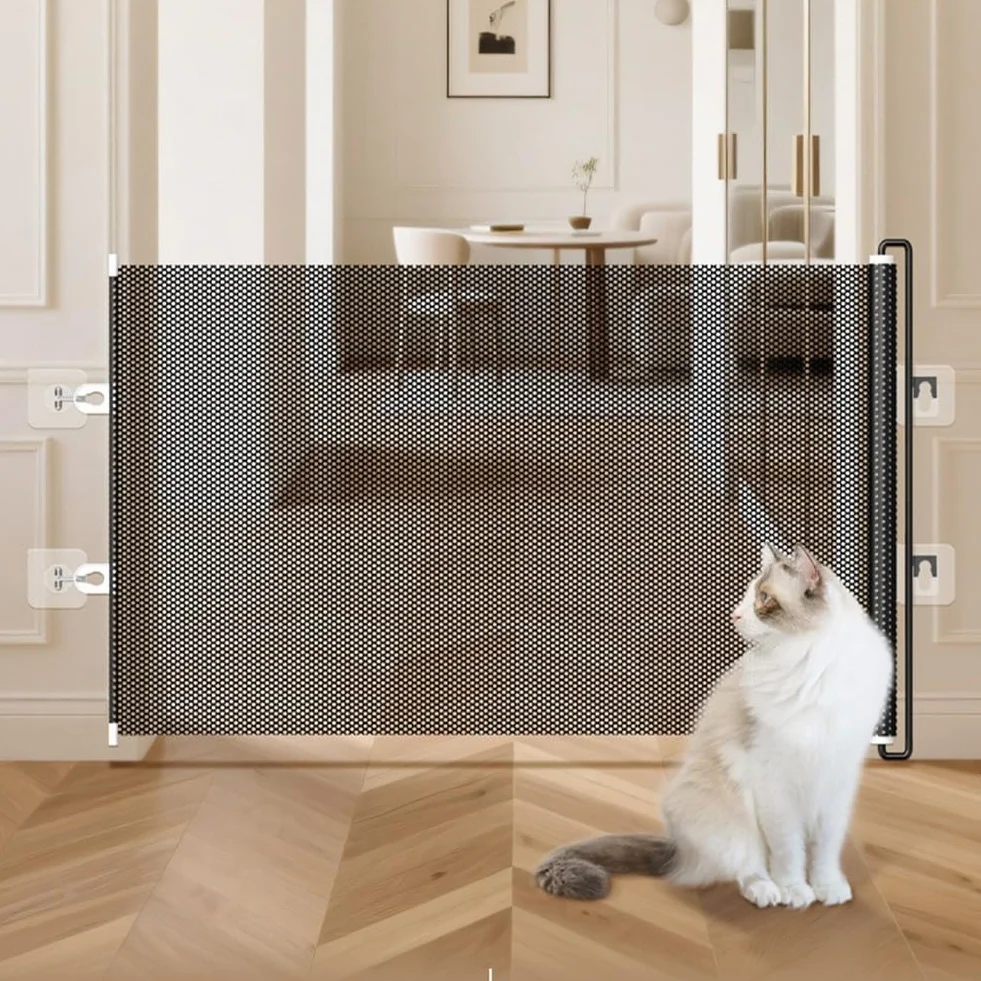 Cancello retrattile per gatti e cani 75x140 cm confini interni regolabili