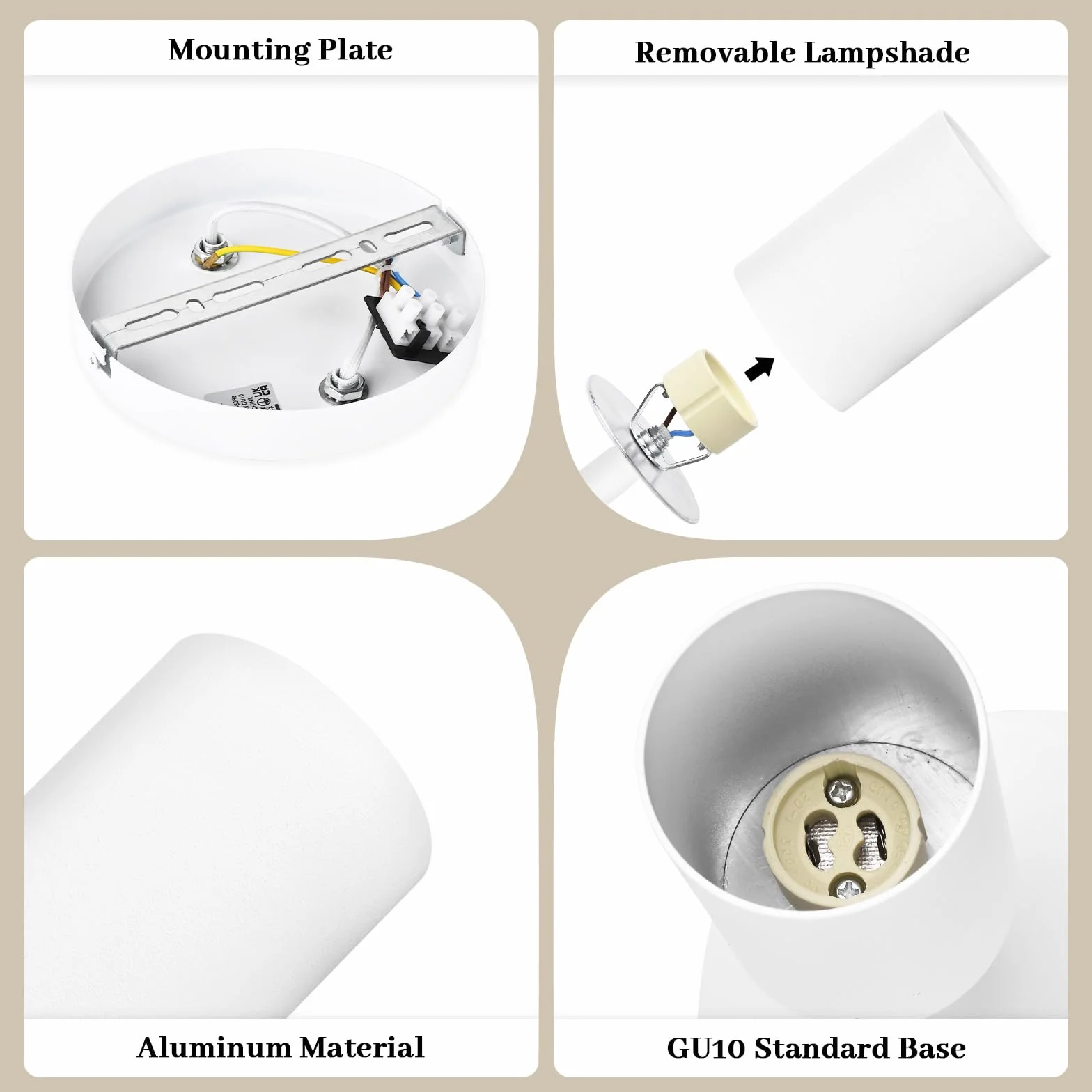 GeyouLux Faretto da soffitto a 3 luci, rotondo, lampada da soffitto a LED, orientabile, GU10, faretto da soffitto, moderno, bianco, per soggiorno, camera da letto, cucina (senza lampadina)