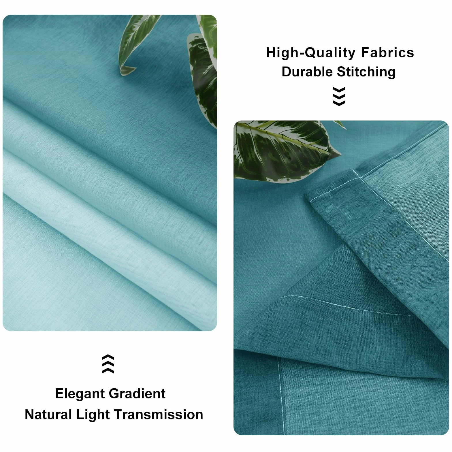 Tende in voile sfumato con occhielli blu 175 x 140 cm