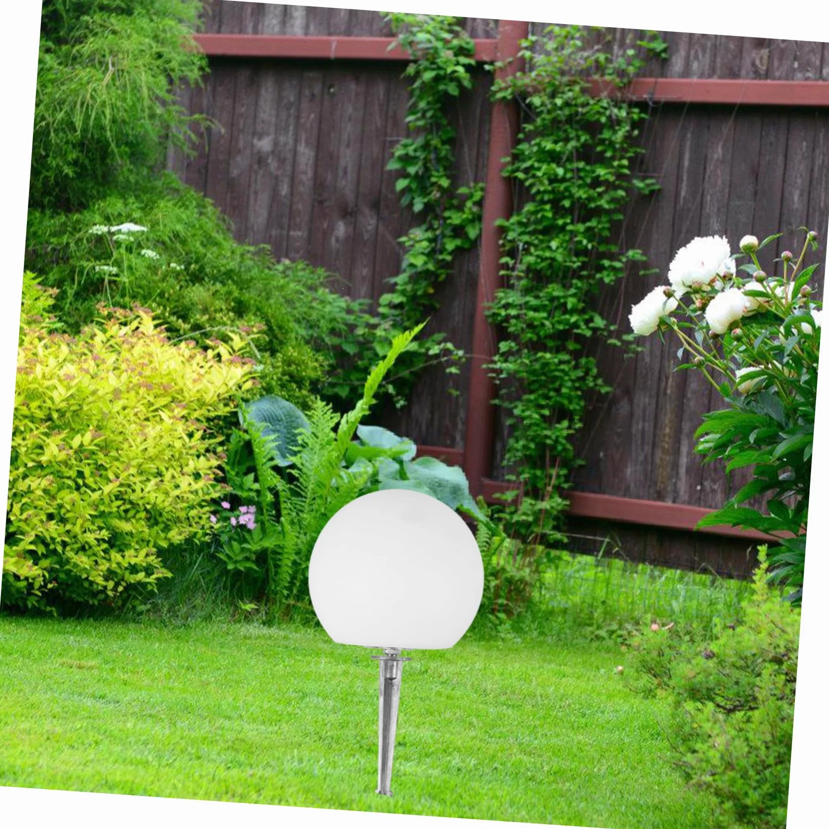 Lampada da Giardino a Picchetto Globo Bianca LED per Esterno | Pe Plastica, Collegamento Diretto, per Uso Interno e Outdoor, Decorazioni Esterno, Lampade da Giardino Decorative