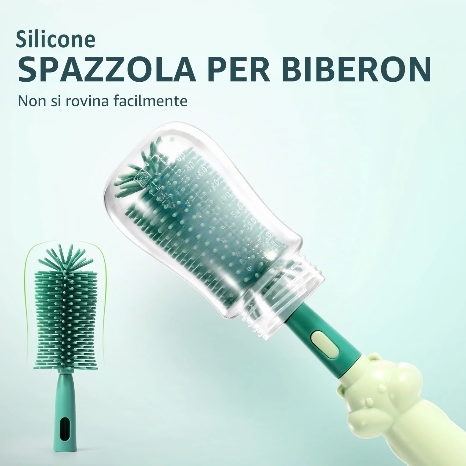 Diboniur Scovolino Biberon Silicone 3 in 1 Resistente Ai Graffi Pulisci Biberon Spazzola