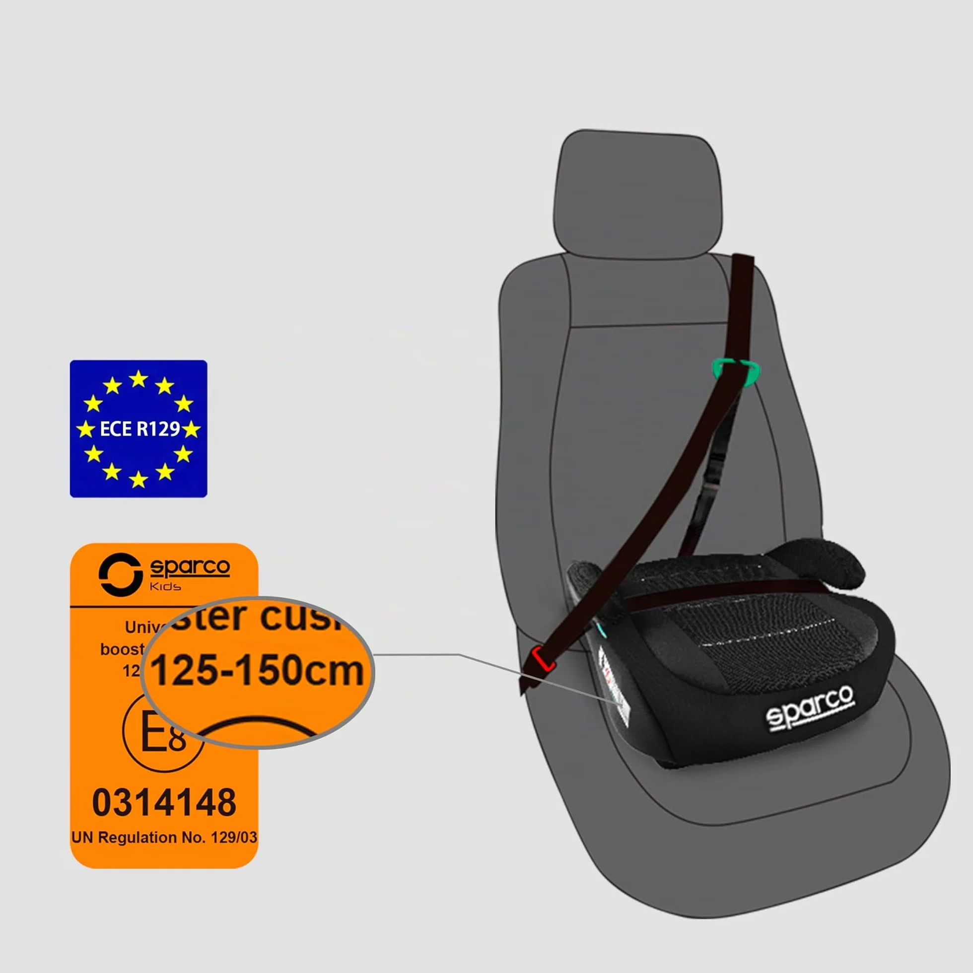 Sparco Rialzo auto ISOFIX R129/03 125-150 cm 6-12 anni senza schienale