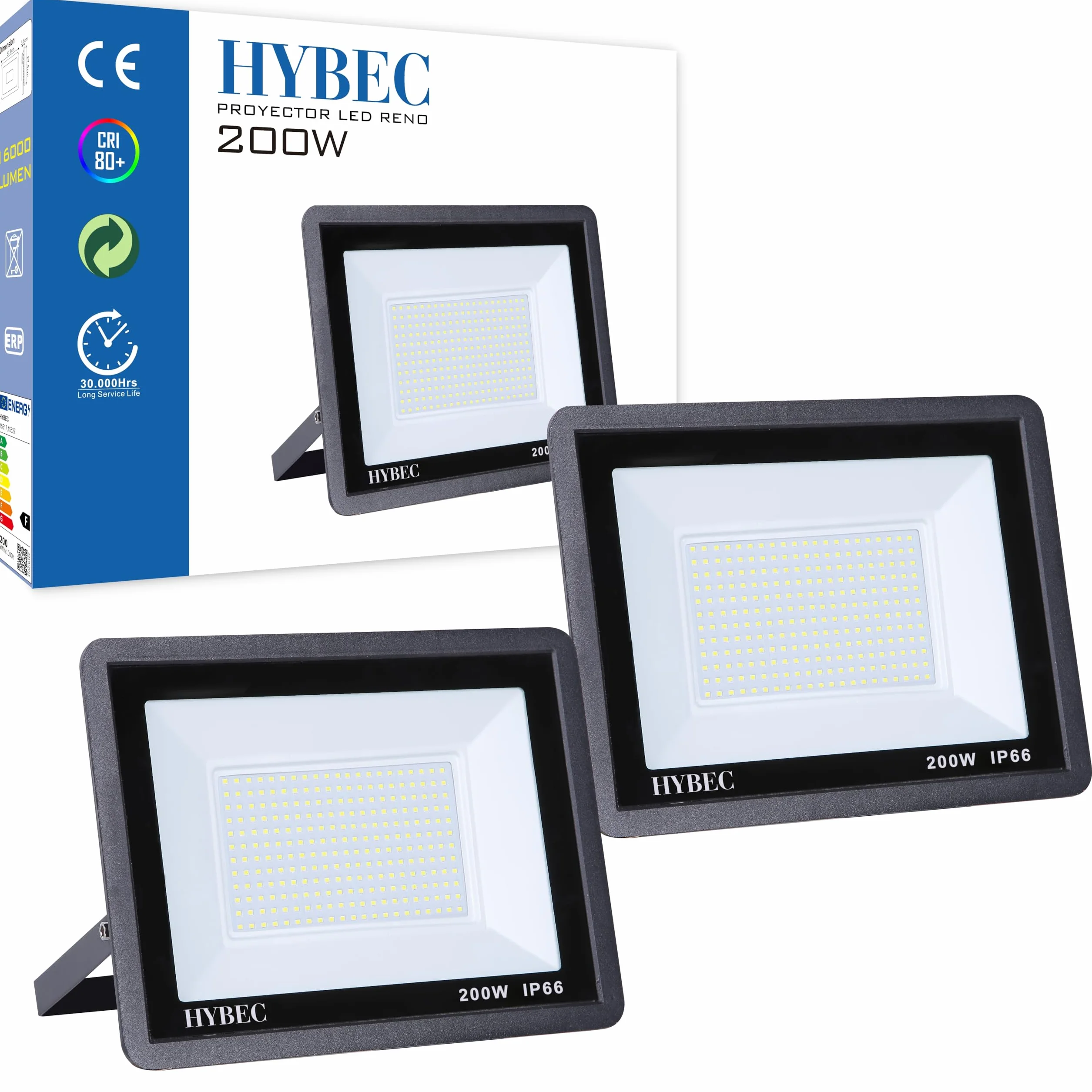 CLAR - Proiettore LED esterno 200 W, illuminazione esterna, 200 W (pacchetto 2)