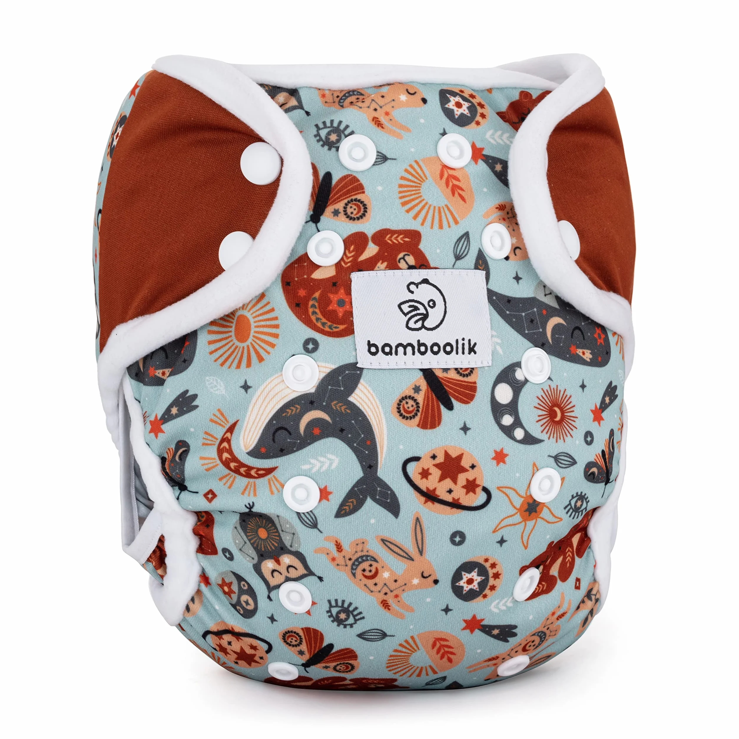 Copriscarpe Pannolini in Tessuto Riutilizzabili Lavabili Bottoni Automatici Marrone Baby Notte Traspirante Made in EU