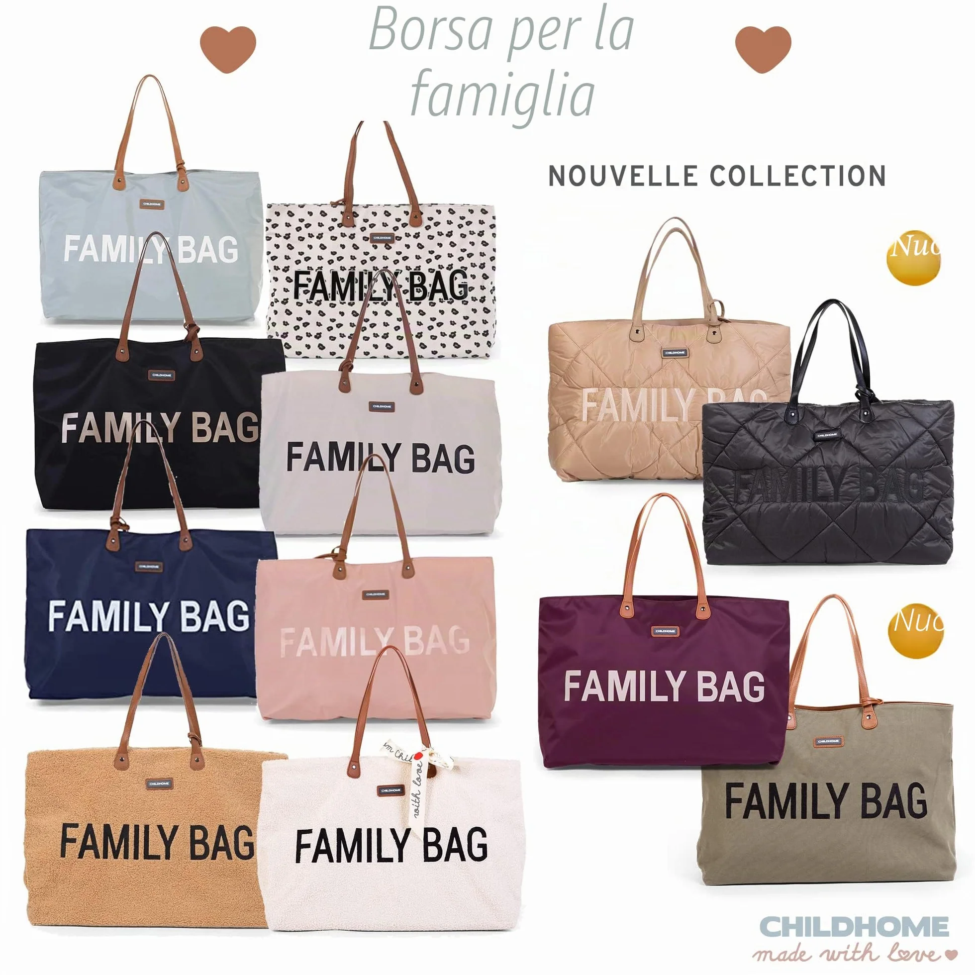 CHILDHOME Family Bag Borsa Fasciatoio Borsa da Viaggio Weekend Grande Capacità Nero e Oro
