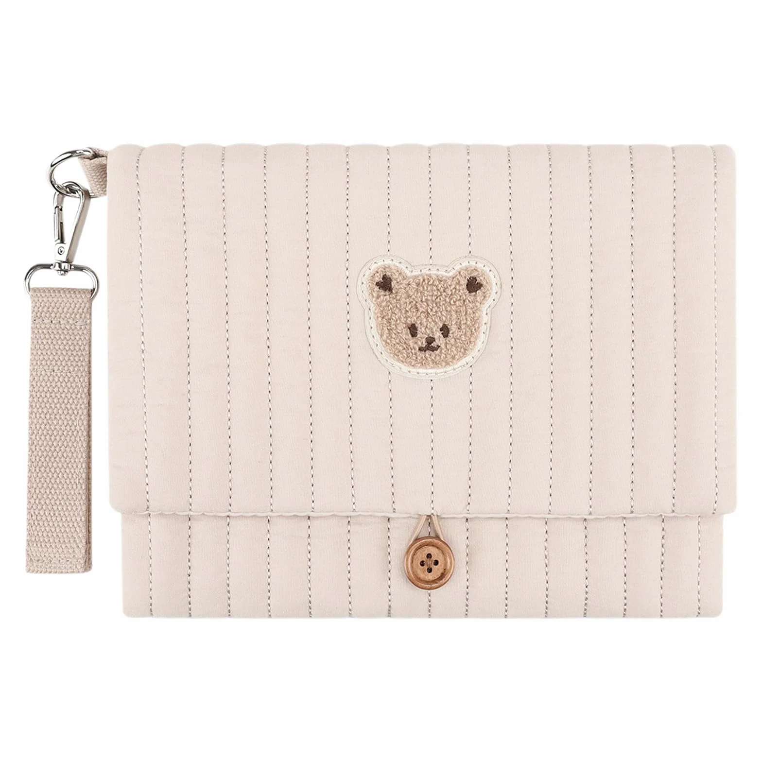 Simpatico Borsa per pannolini con orsetto ricamato, tasche multiple, organizer per passeggino