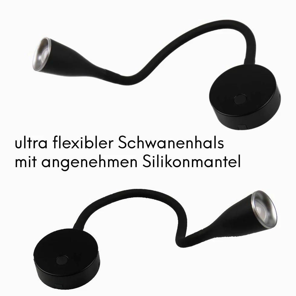 Lampada da letto a LED 'Tulipano I' 4.5W Lampada da lettura Luce da letto nera bianca, colore: nero