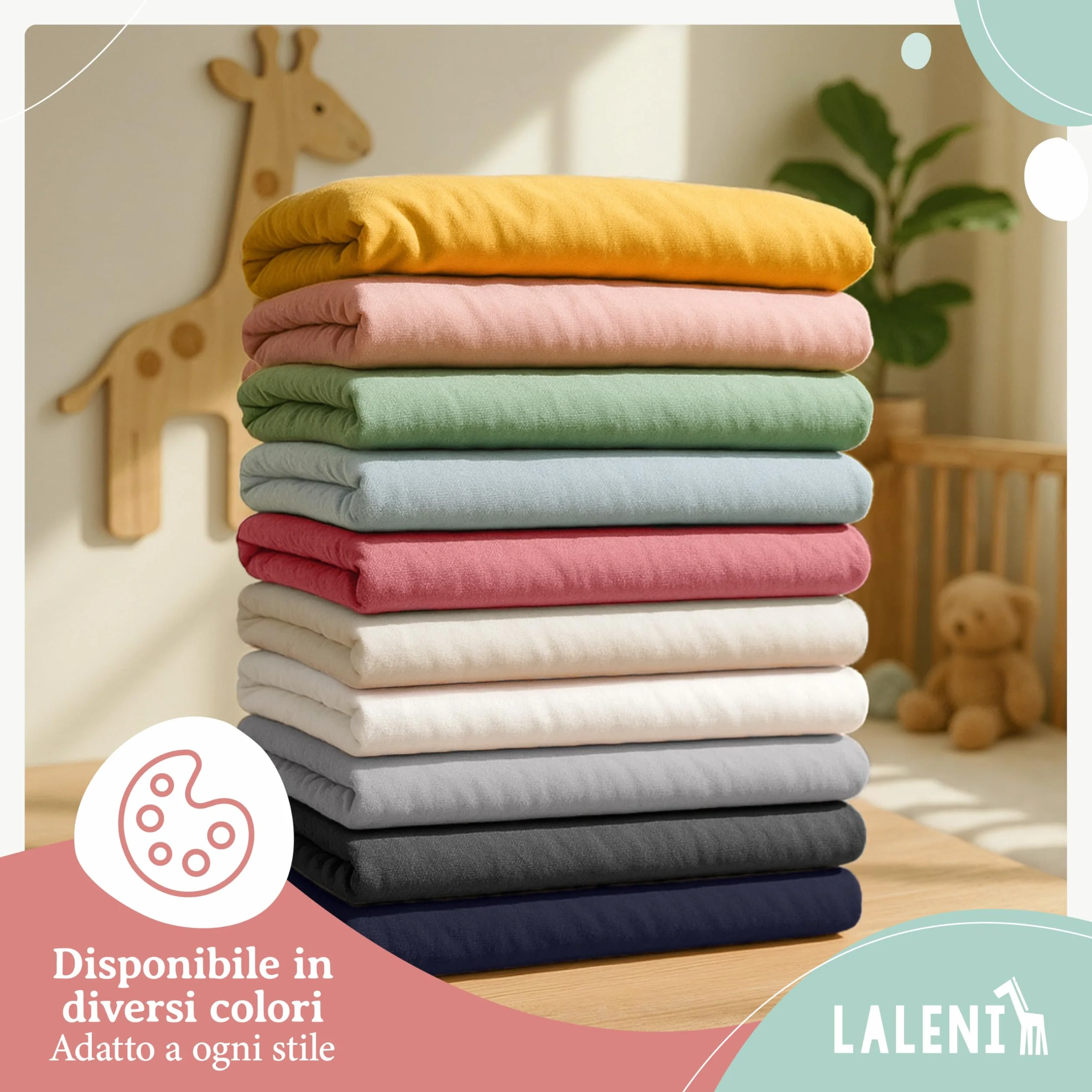 Laleni Lenzuola Culla Neonato Coprimaterasso 100% Cotone 135gsm Bianco 60x120-70x140cm
