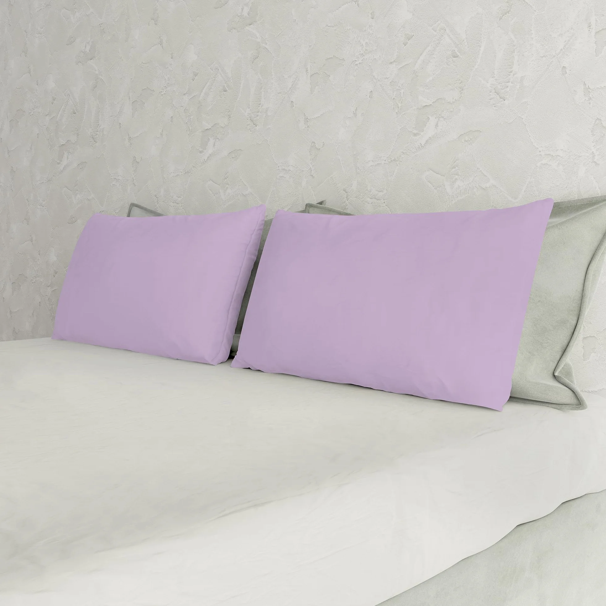 Coppia Federe 100% Cotone 50x80 cm con Patella Interna LILLA