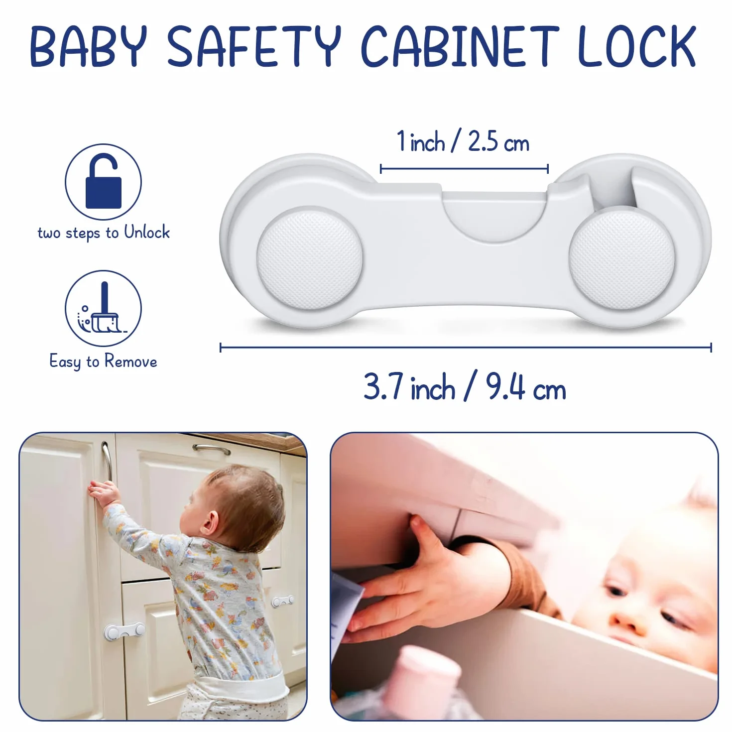 Blocca Cassetti Per Bambini, Sicurezza Cassetti con Potente Adesivo, Nessun Trapano Necessario, Chiudi Cassetti