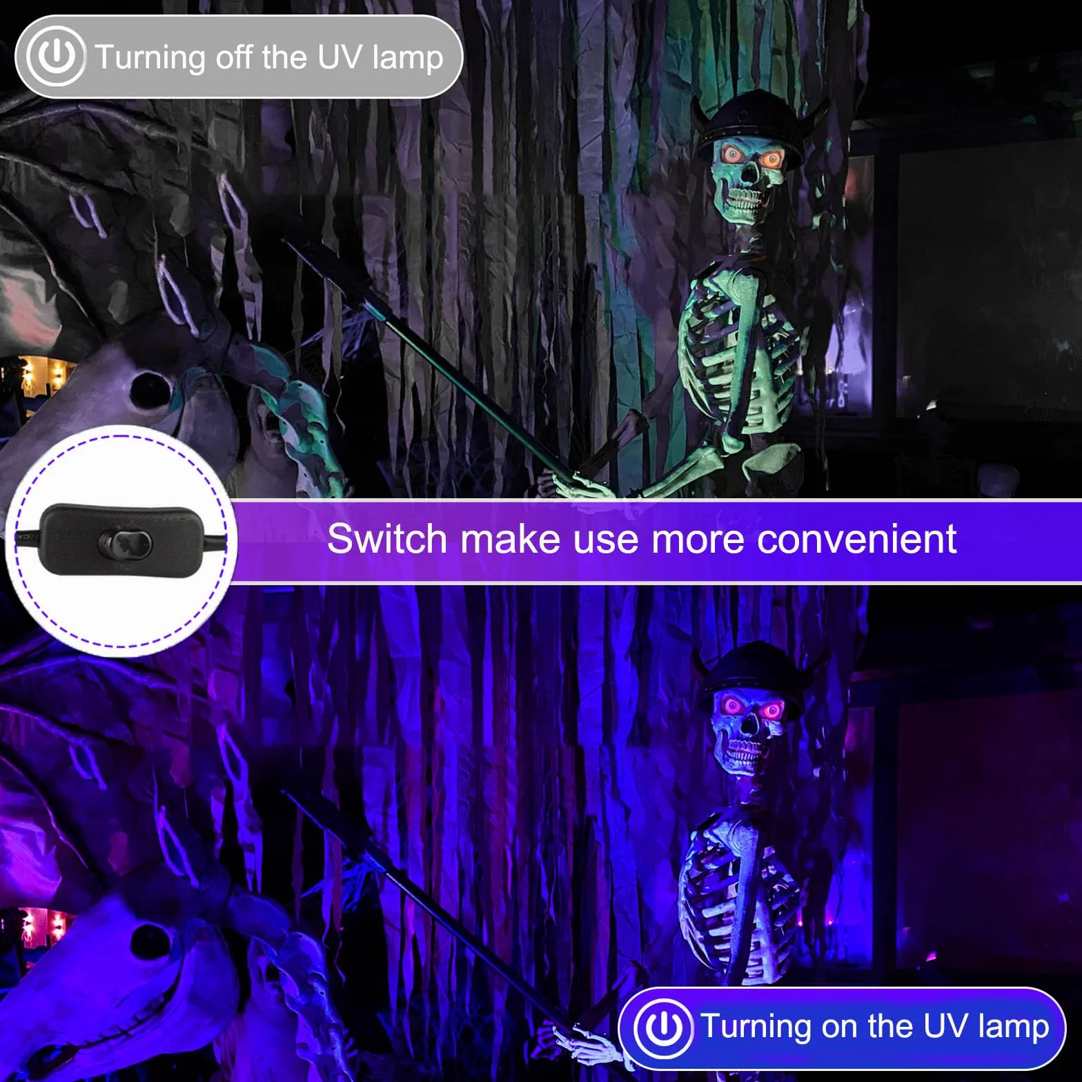 Eleganted 2 Pezzi 100W Faretto UV LED, luce UV LED con Spina, IP65 Impermeabile Luce Nera, UV Lampada Ultravioletti Decorare per Acquario, Festa, Pittura Fluorescente, Poster Fluorescente, Bar, Festa