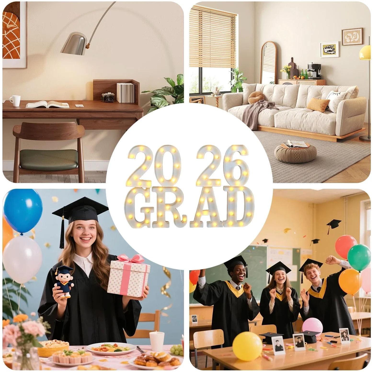 Decorazioni per Graduazione 2026 Insegna luminosa a batteria | Decorazioni Laurea LED da Interno per Interni/Esterni, Camera da , Tavolo