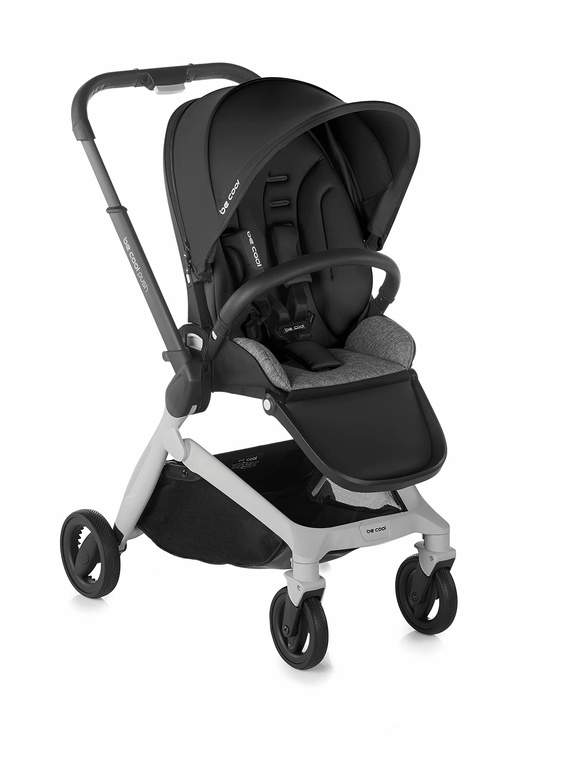 Be Cool Push Passeggino con seduta reversibile, alluminio, chiusura compatta, parapioggia e borsa per il cambio