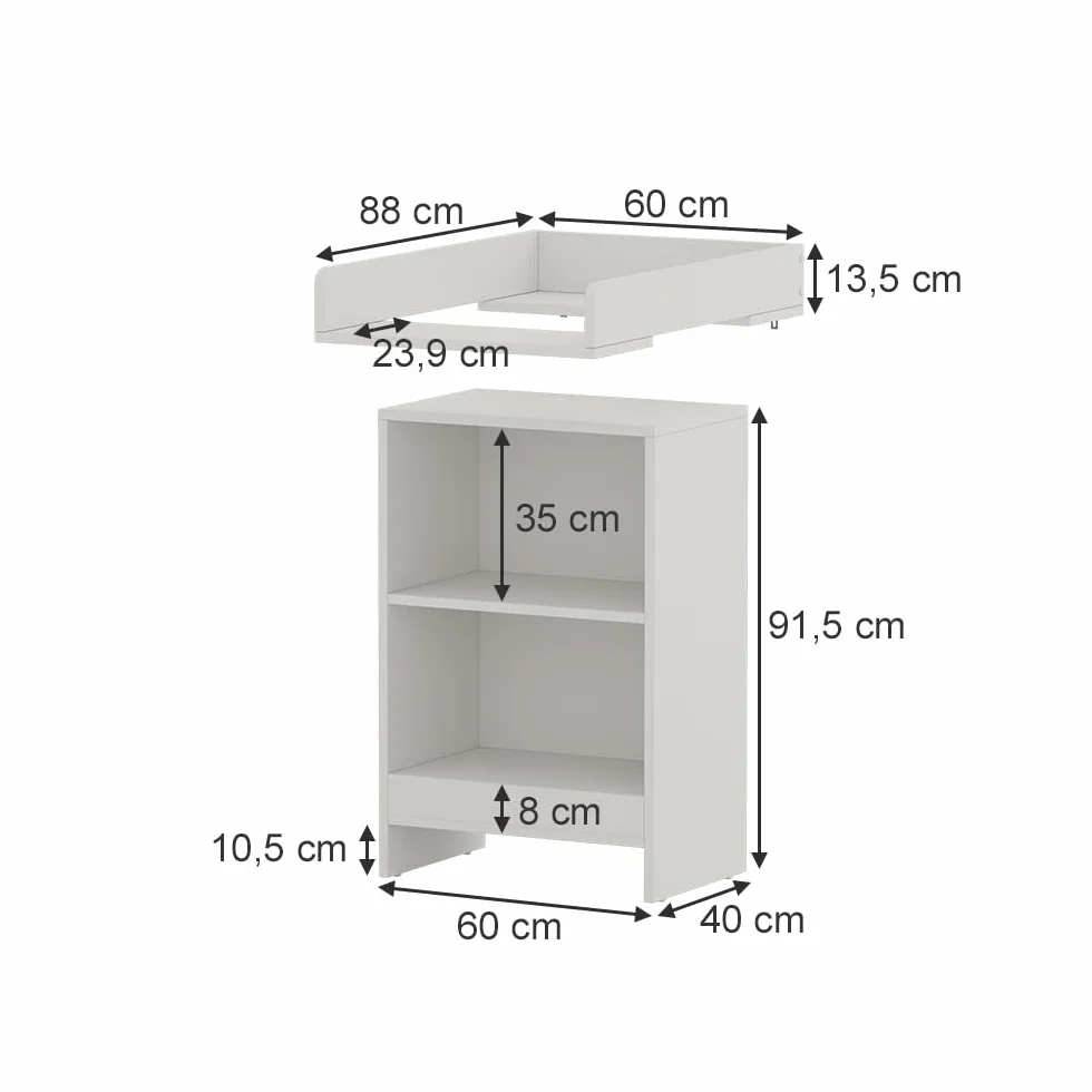 Vicco Fasciatoio Mona Bianco 60 x 103.5 cm per la cura del bambino