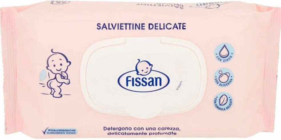 FISSAN Salviettine Delicate Neonati Bambini 96% Ingredienti Origine Naturale Zinco 12 Confezioni 780 Pezzi