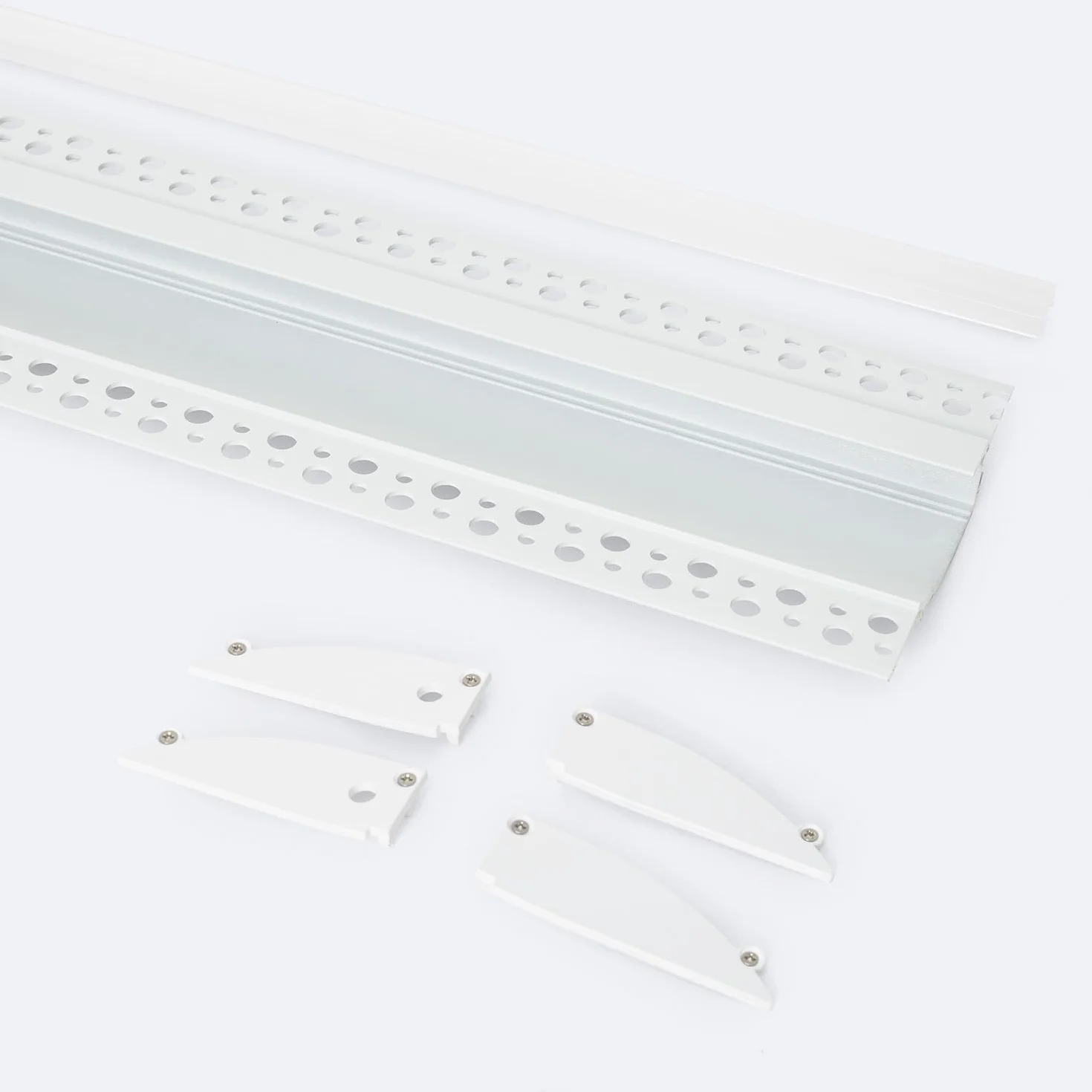 LEDKIA LIGHTING Profilo Alluminio da Incasso per Cartongesso 2m per Striscia LED fino a 12mm Bianco 2 m Semitrasparente