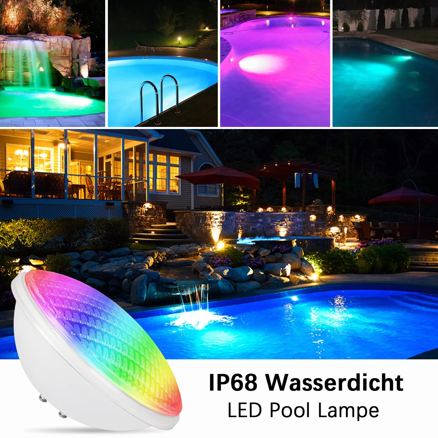 PAR56 LED luce della piscina, 12V AC/DC IP68 lampada impermeabile della piscina, 72W RGB luce di illuminazione per piscine, illuminazione dello stagno, Whirlpool