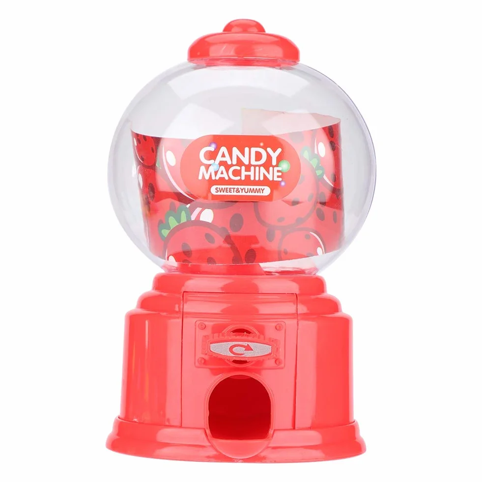 Dispenser di plastica per bambini Gumballs macchina caramella portatile Rosso