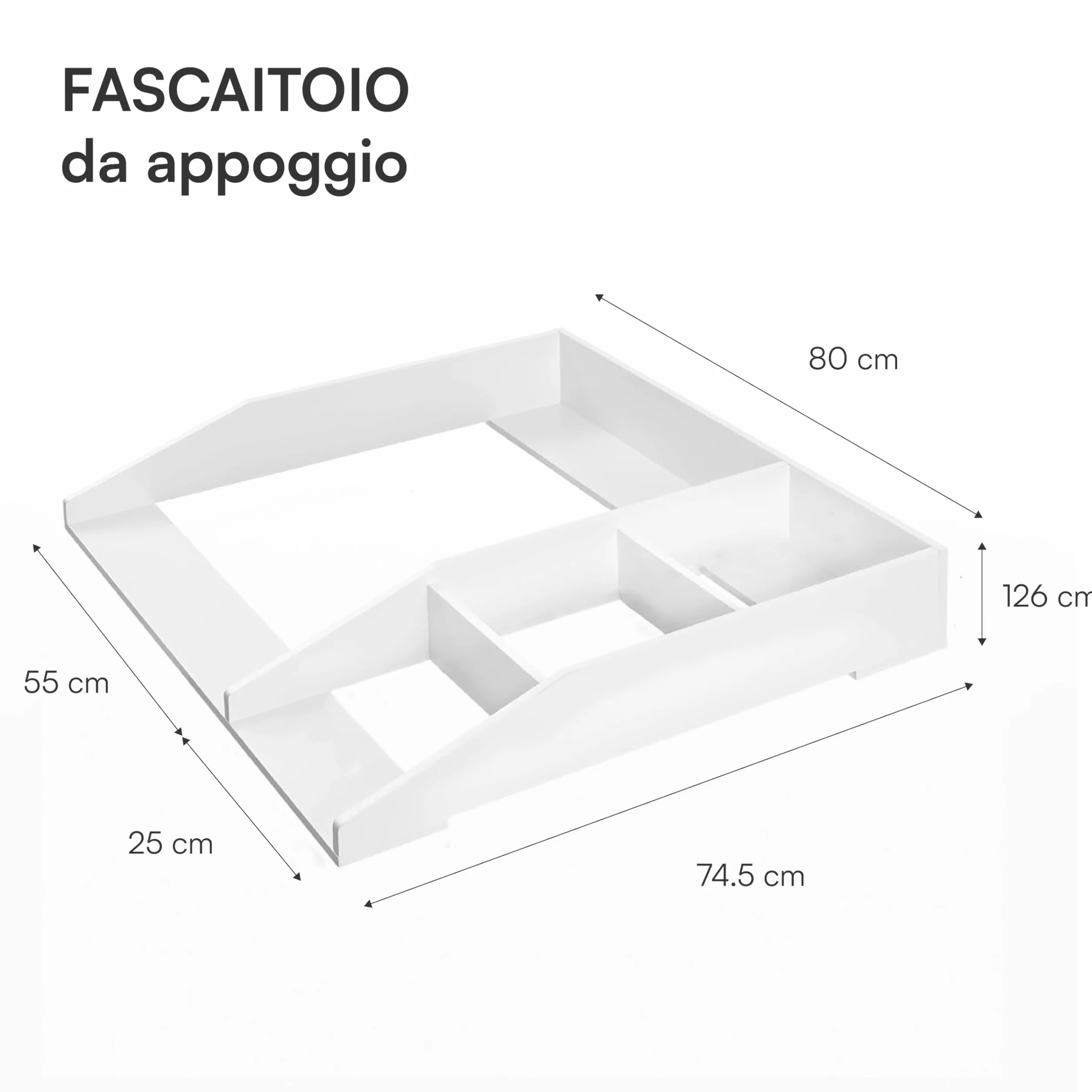 Baroni Home Fasciatoio da Appoggio Bianco, Mobile Cambio Neonato 4 Scomparti, Plastic Wood, 80x74,5x126 cm