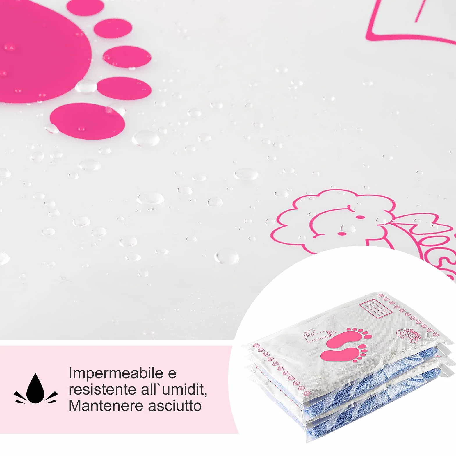 Leenou Corredino Neonato Bustine Ospedale Cambio Trasparenti PE Glassato 34x24 cm Rosa