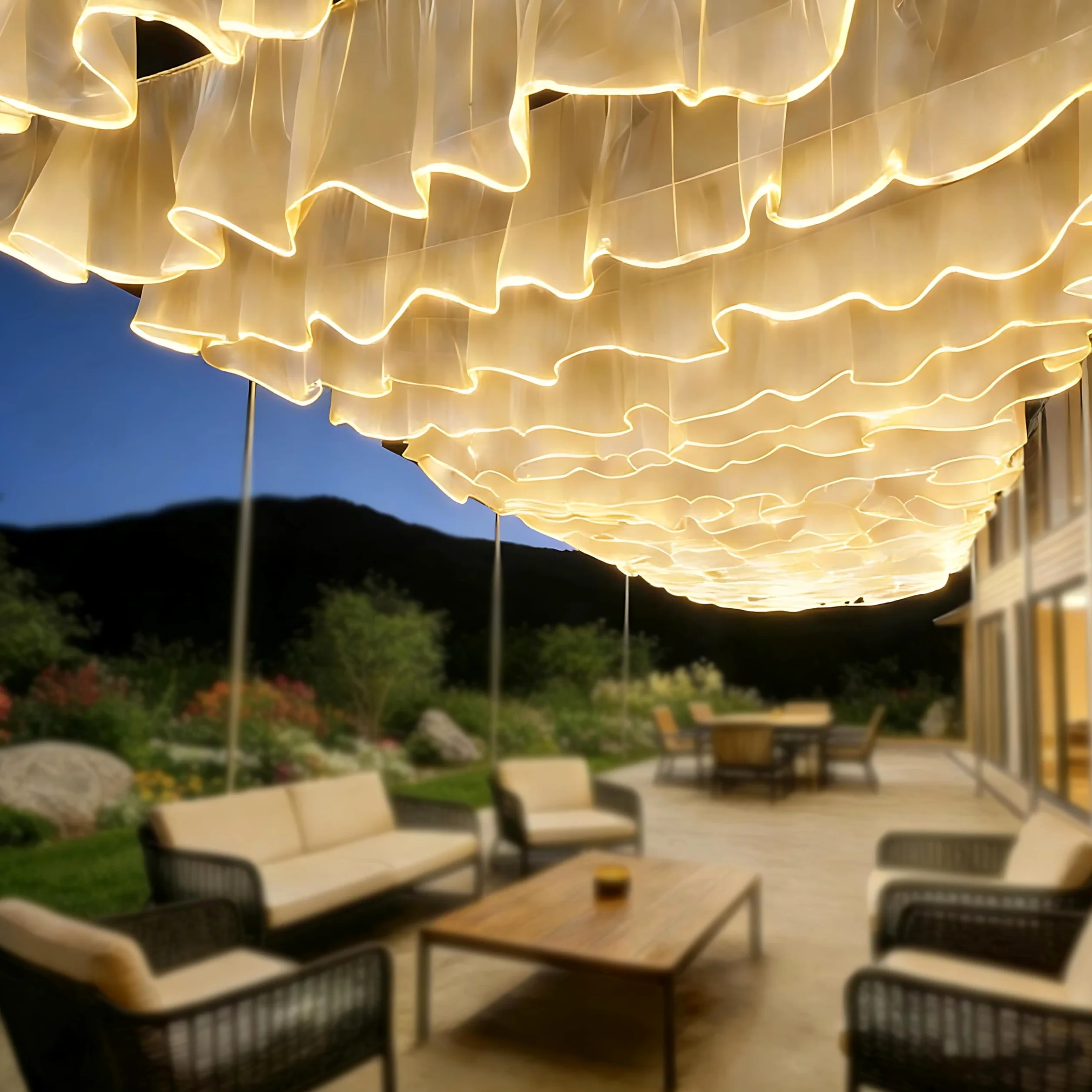 Tenda da soffitto per matrimoni, lunghezza 100 m, 5 sezioni, perfetta per feste, compleanni, proposte e matrimoni, illuminazione elegante, decorazione romantica