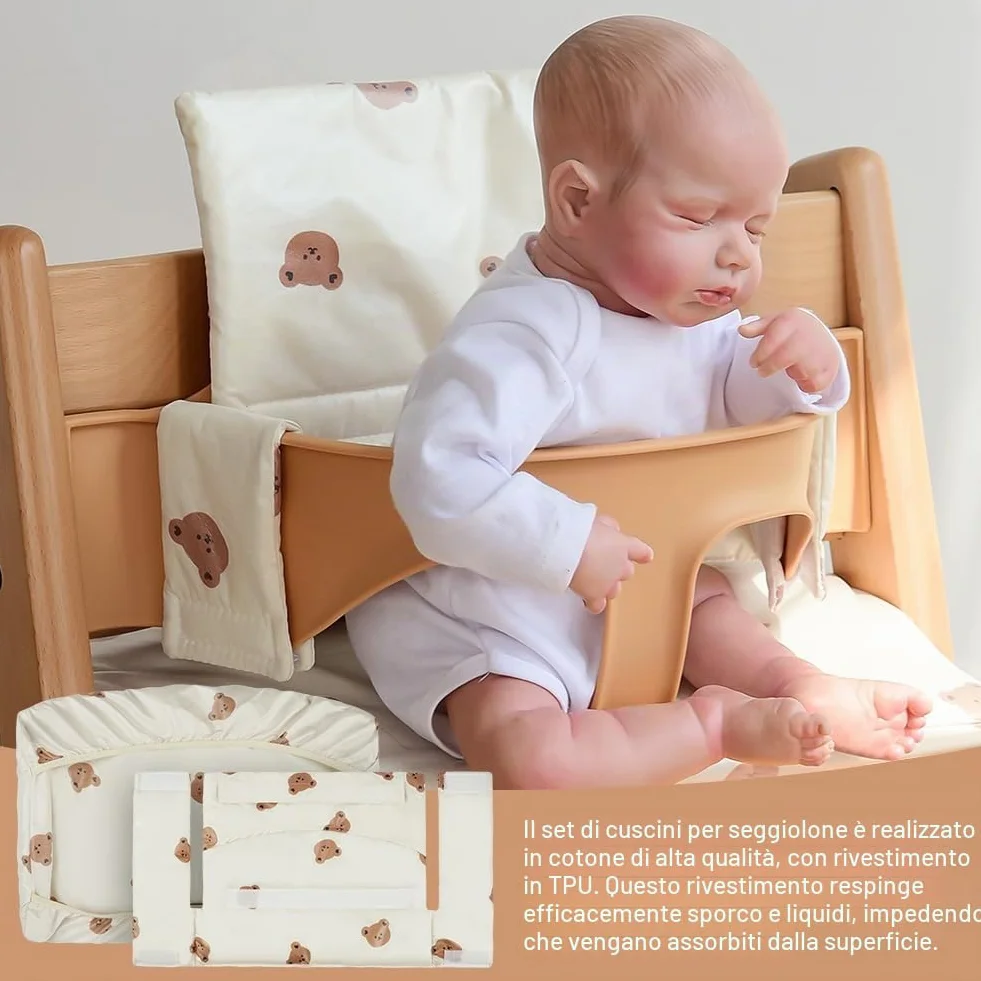 Vicloon Cuscini per Seggiolone Stokke 2 Pezzi Antiscivolo Impermeabile Cotone Beige