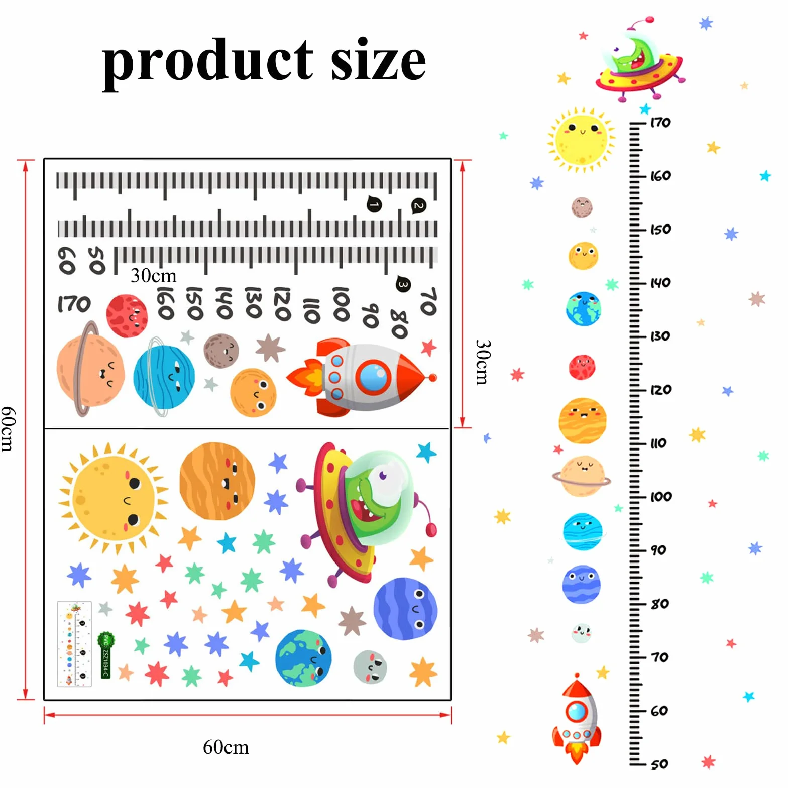 Adesivi Murali Bambini Grafico Altezza Adesivo Parete Tabella Crescita Altezza Cartone Animato