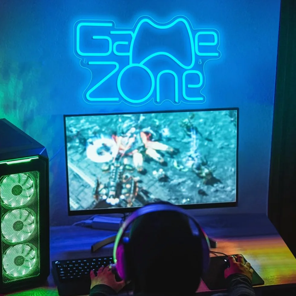 A Dan Game Zone Neon Segno,Game Neon Segno per Gamer Room Decor,Gaming Signs per Teen Boys Room Decor con USB Alimentato per Game Room,Camera da letto,Segni Led Regali
