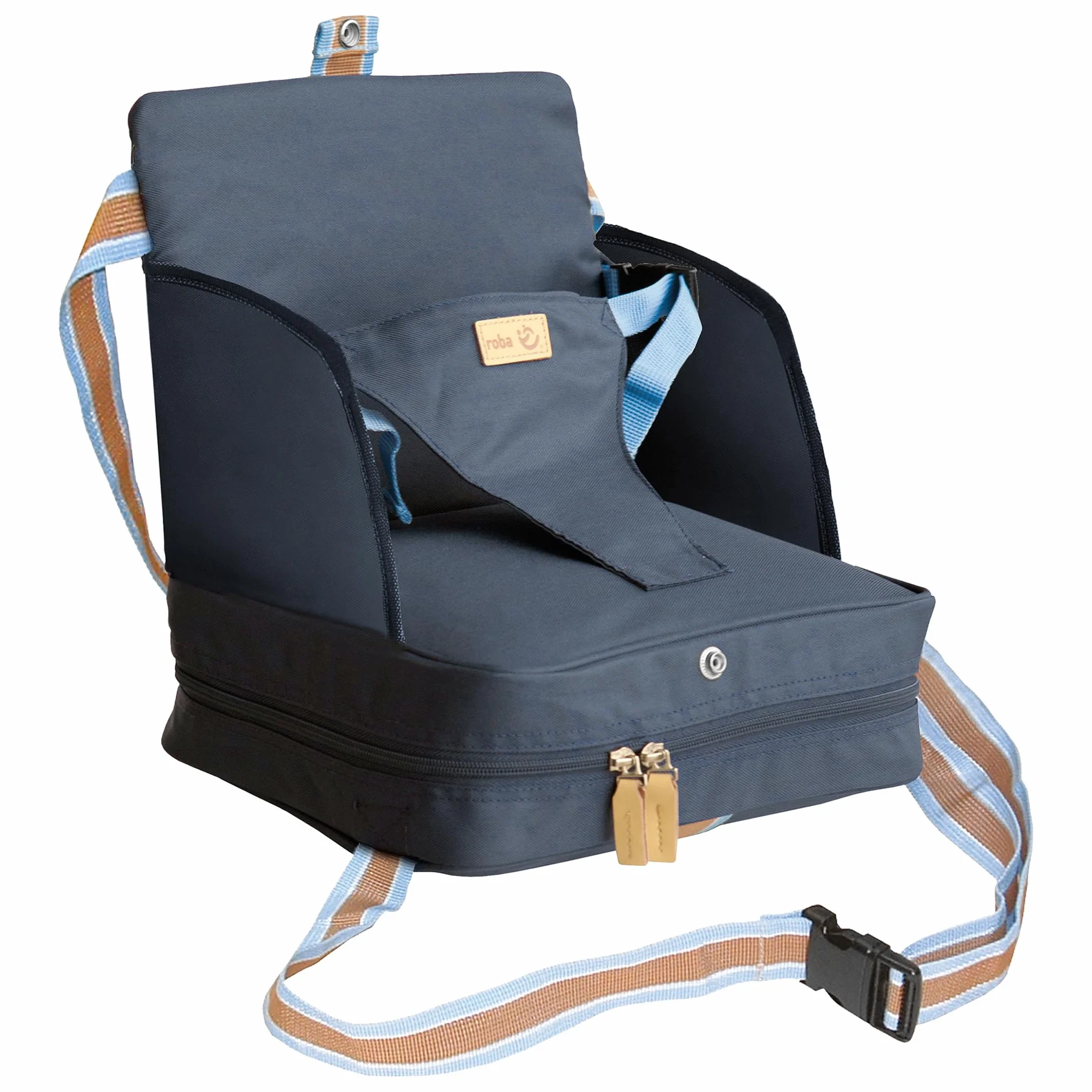 roba Booster Seat Seggiolino Gonfiabile per Bambini, Parti Laterali Rialzate, Leggero, Trasportabile, Blu Scuro