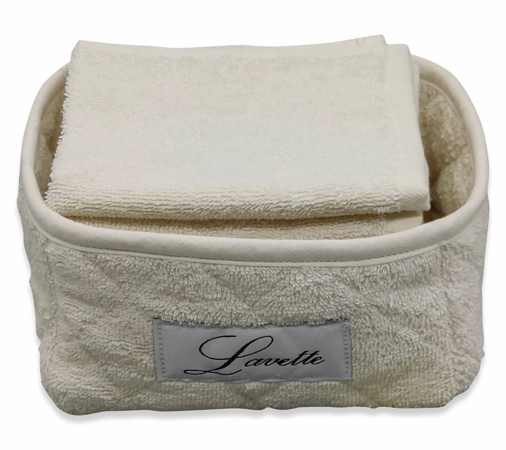 Cestino Lavette 100% Cotone 350 gr/mq con trapuntatura Panna 6 sztuk